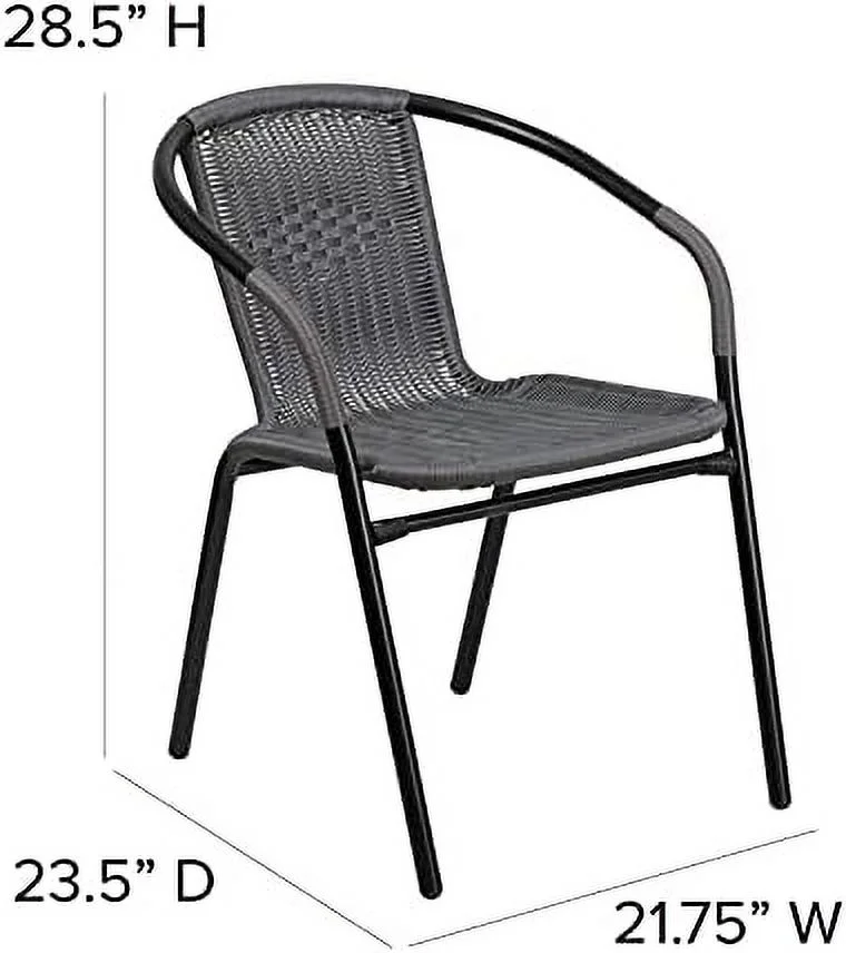 HYHBIBOOM 2 Pack Medium Brown Rattan Indoor-Outdoor Restaurant Stack Chair