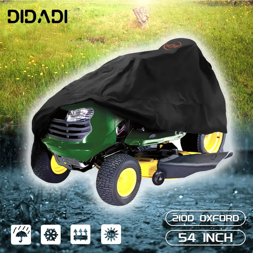 Waterproof Lawn Mower Cover,DIDADI Windproof Adjustable Riding Lawn Mower Covers,Tear-Resistant Heavy Duty Lawn Tractor Cover for Winter Outdoor,Universal Fit Anti UV Protector for Weeder