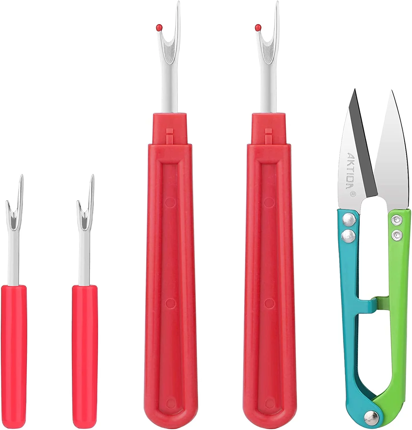 Seam Ripper, Sewing Stitch Ripper and Thread Remover Tool Kit, 2Big+2Small Thread Cutter and 1 Thread Snips (Red)