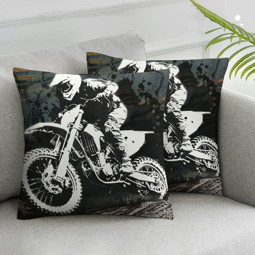 Xlo0ole Print Cushion Cover Black and White Boys Birthday Gifts Throw Pillow Cover for Outdoors Chair Office Cushion Case for Bedroom Car Party Couch White