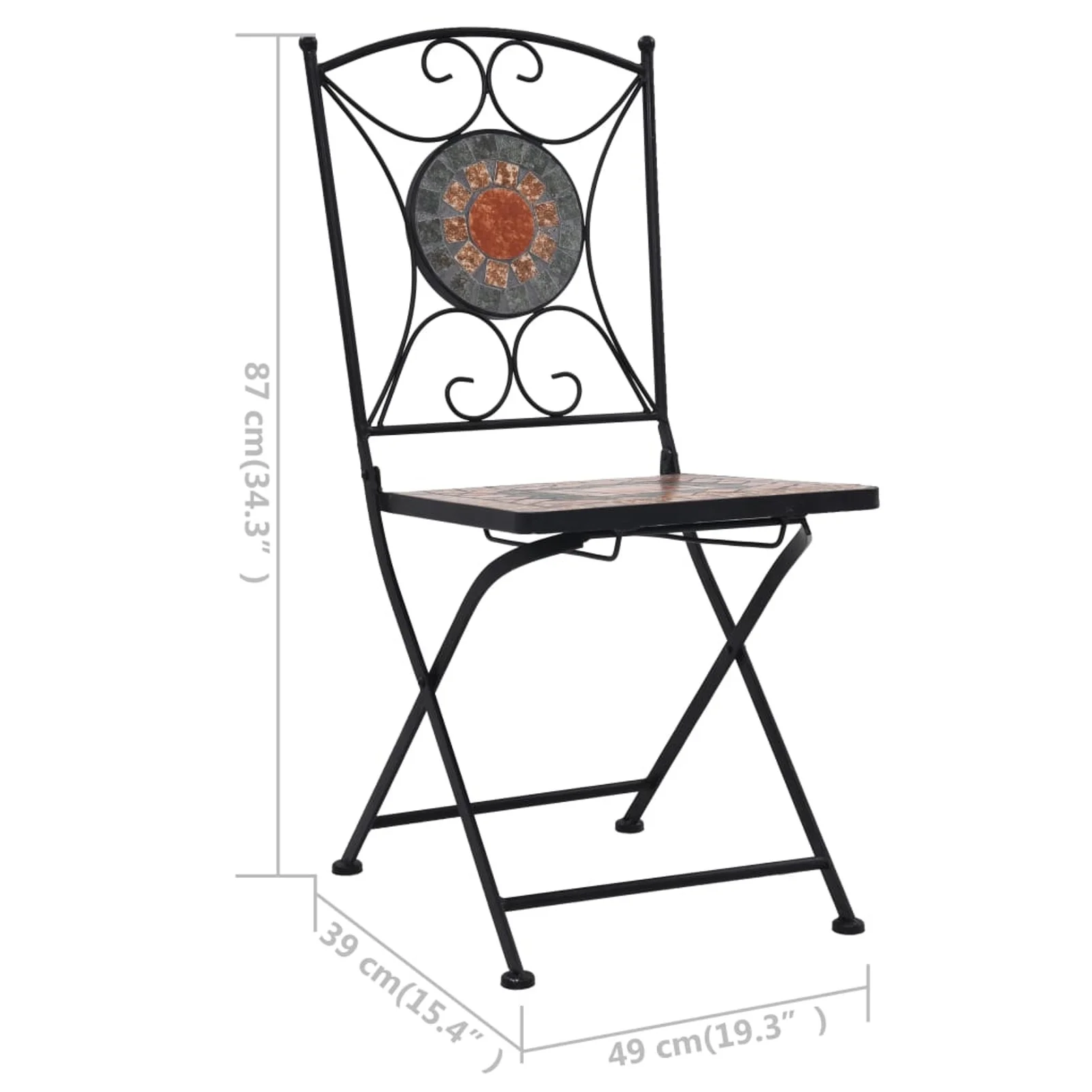 Andoer parcel,Chair With Ceramic Balcony 20 X Chair 20 X 15.4 Iron Frame Ceramic Seat Set Of 2 Frame Patio Balcony X 15.4 X 2 Pcs 15.4 X 33.9 Patio Balcony 20 2 Chairs X D X D X H)
