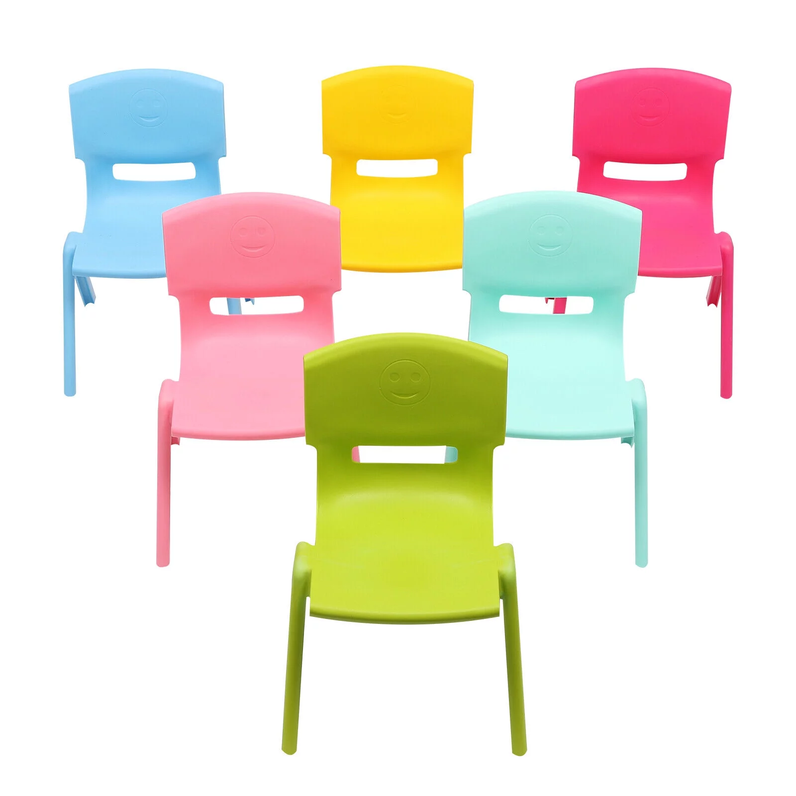 ZhdnBhnos 6pcs Stackable School Chairs with 11inch Height Seat Portable Outdoor Plastic Colorful Kids Chair Preschool Learning Chairs