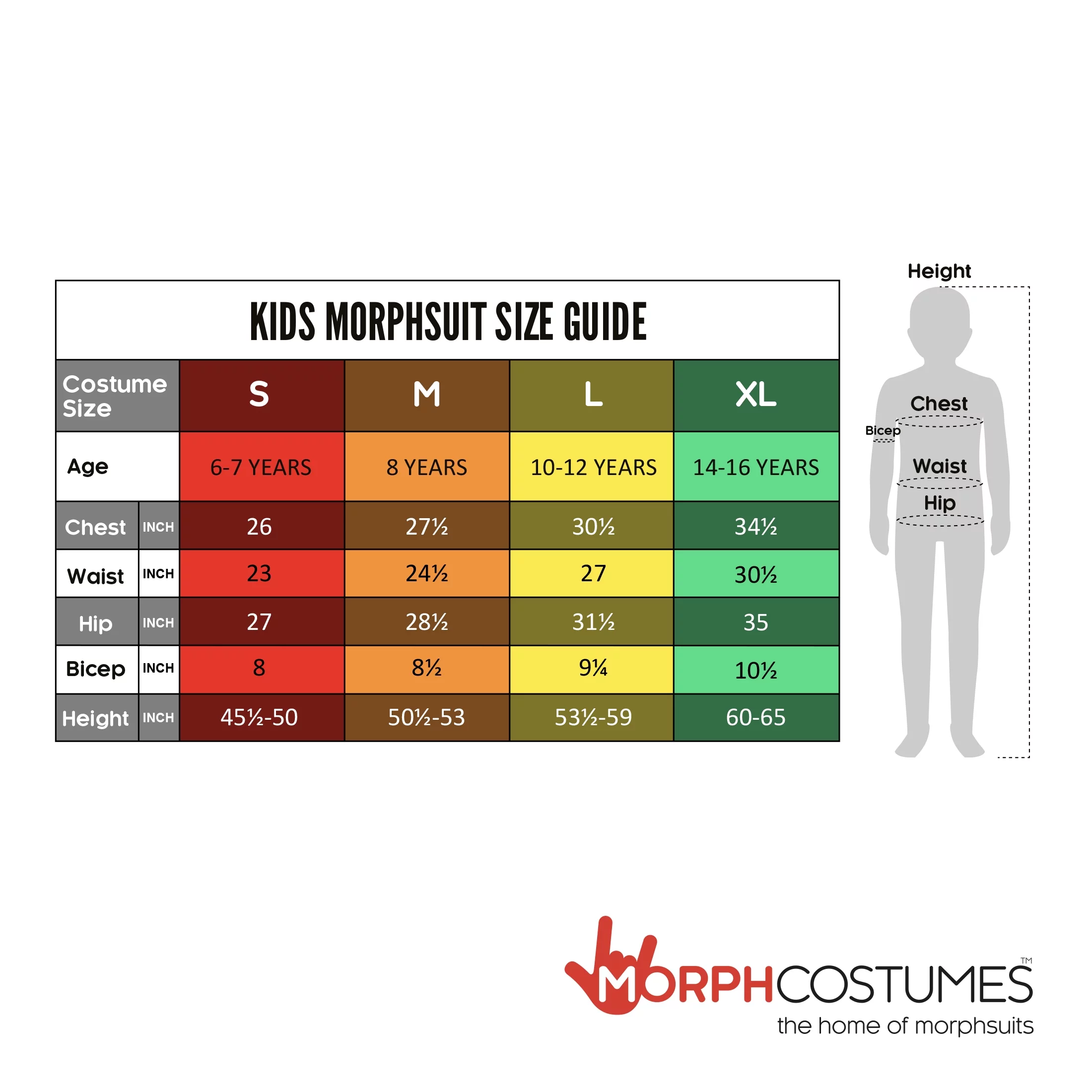 Boys The Rake Halloween Costume, Morphsuits, Sizes M-XL
