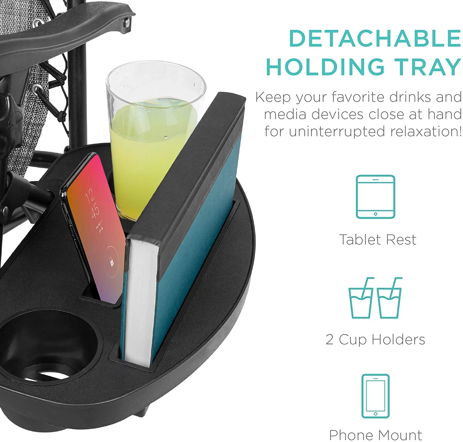 Set of 2 Adjustable Steel Mesh Zero Gravity Lounge Chair Recliners w/Pillows and Cup Holder Trays, Gray