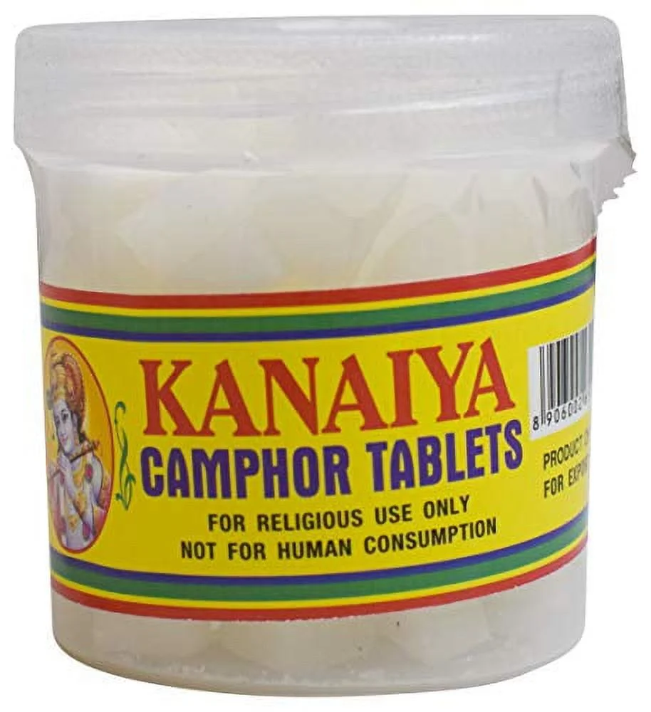 Camphor Tablets from India - 100 Grams - 32 Tablets - Kanaiya Brand