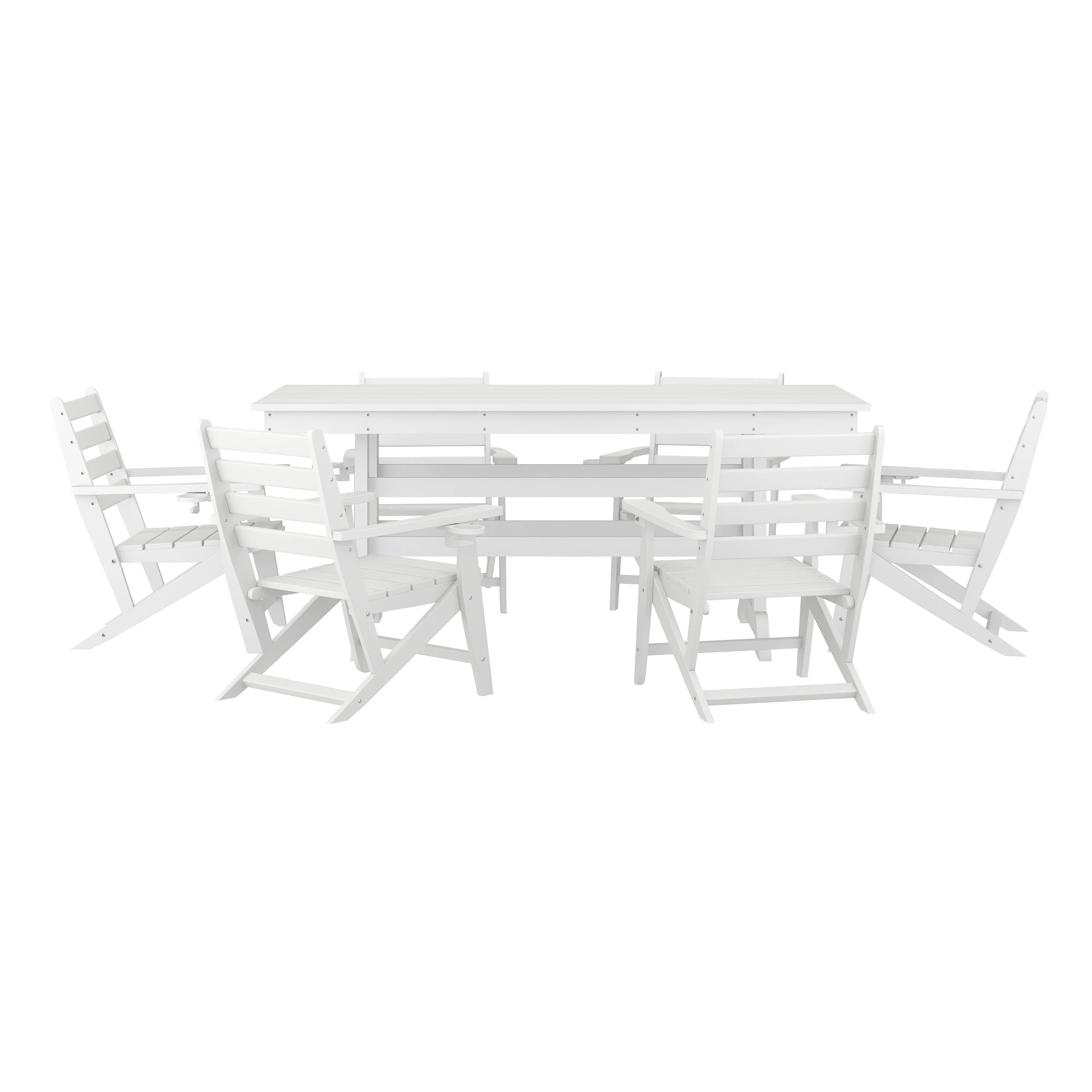 Flash Furniture Commercial 7 Piece Adirondack Dining Set with 72