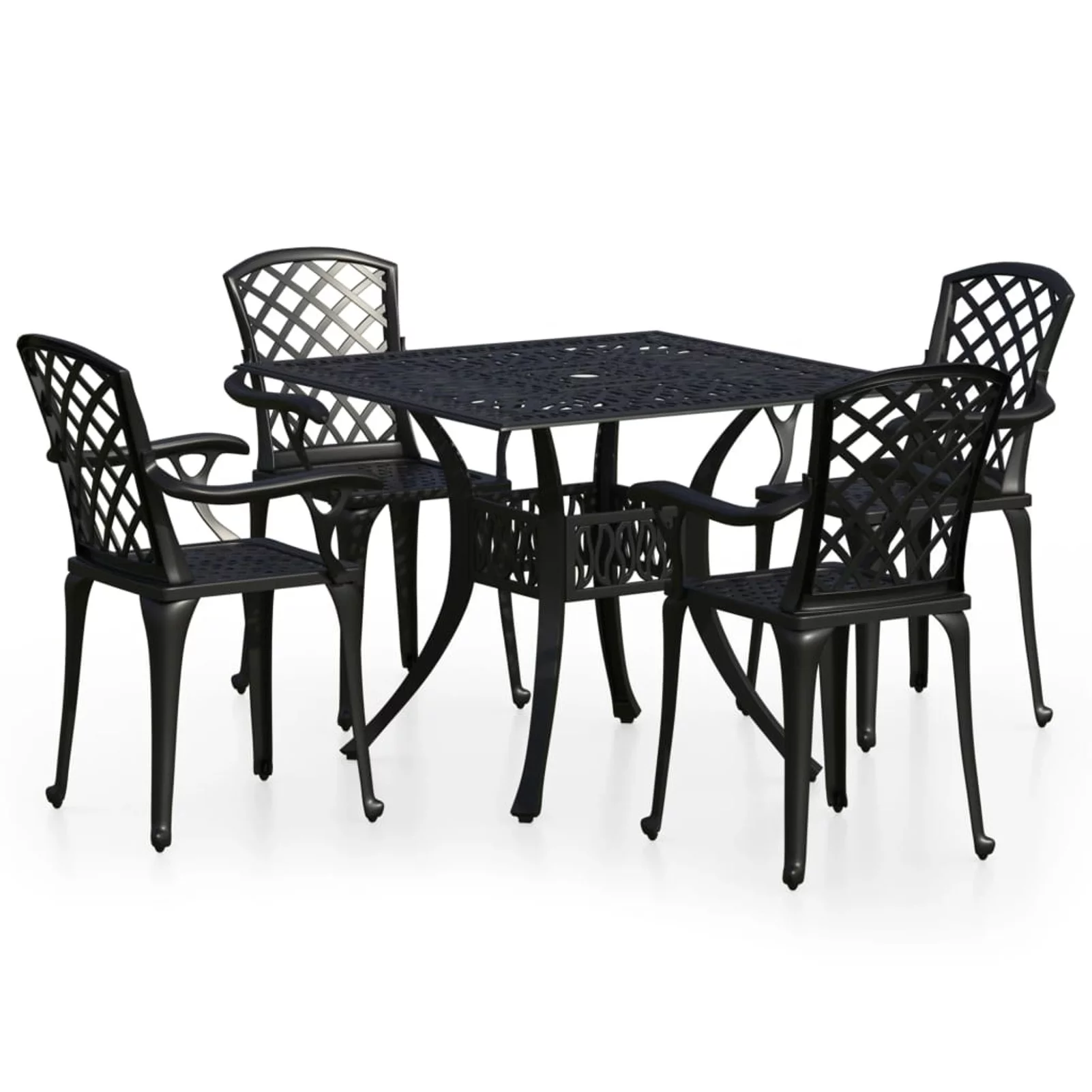 walmeck 5 Piece Bistro Set Cast Aluminum Black