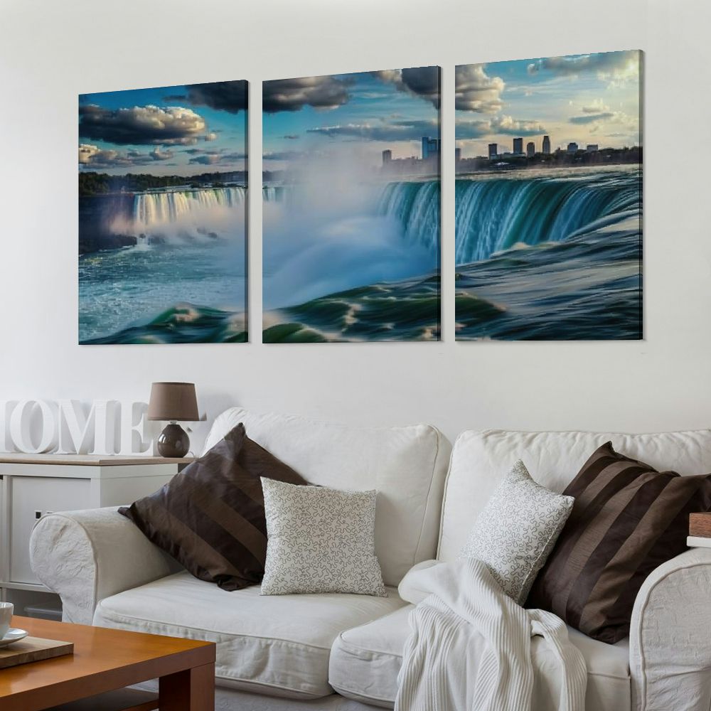 Ullo0ord Canvas Wall Art Painting One Panel Nature Waterfall Artwork Prints, Modern Framed Canvas Wall Decor for Living Room Bedroom Bathroom