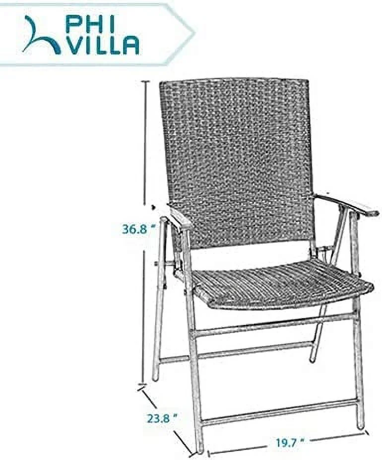 Rattan Patio Dining Chairs Set of 2,Outdoor Wicker Chairs,Foldable Patio Dining Chairs for Garden,Backyard, Lawn, Porch, Poolside  Balcony,2 Packs