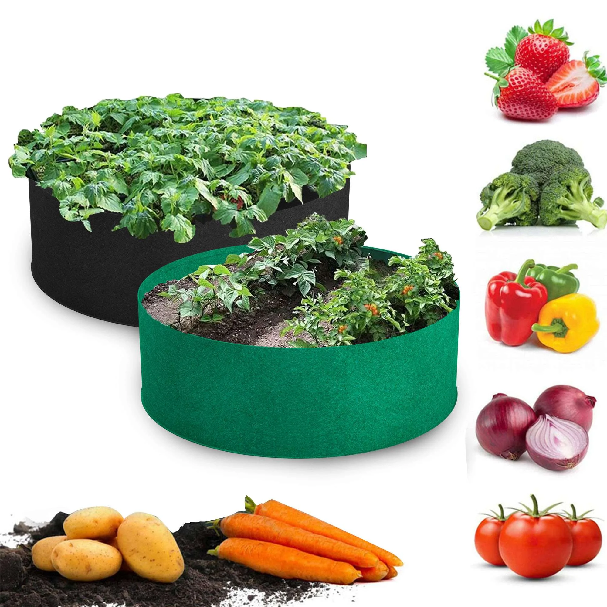 Deago 100 Gallon Large Grow Bag, Heavy Duty Fabric Round Raised Garden Bed Planter Pots for Planting Herb, Flower, Vegetable, Potato, Plants (Green)