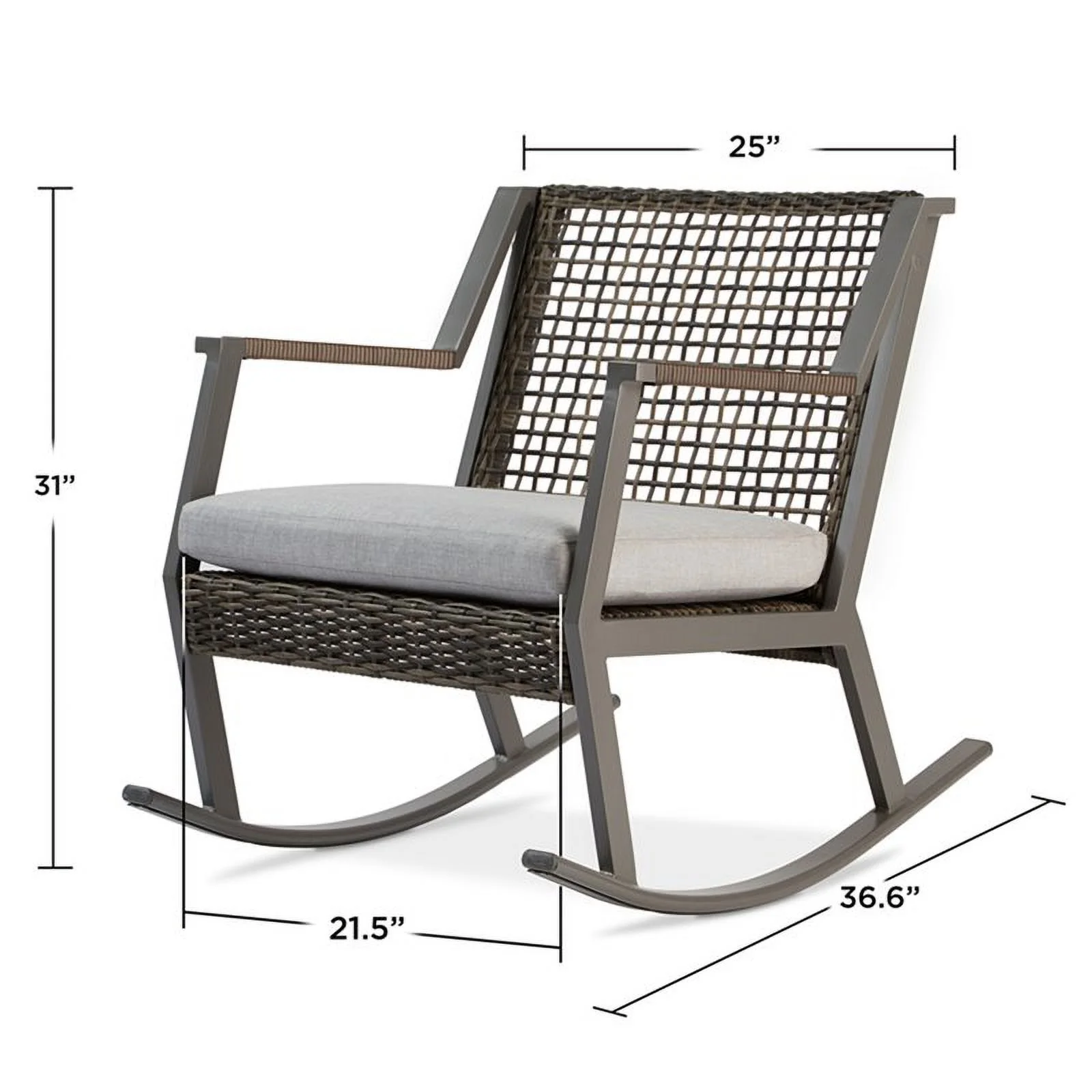 Home Square Aluminum Frame Patio Rocker Chair in Gray Finish - Set of 4