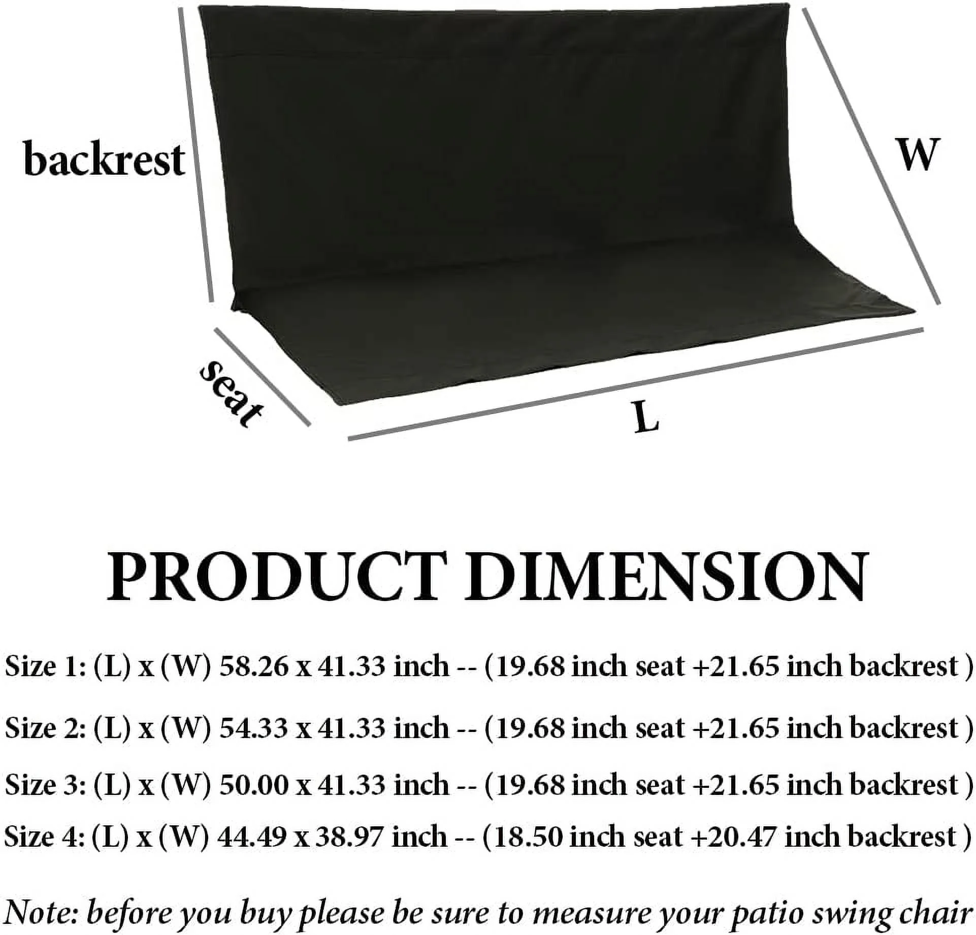 2/3 Seat Patio Swing Cover Chair Bench Replacement Cover for Swing Seat Waterproof Heavy Duty Swing Seat Cover