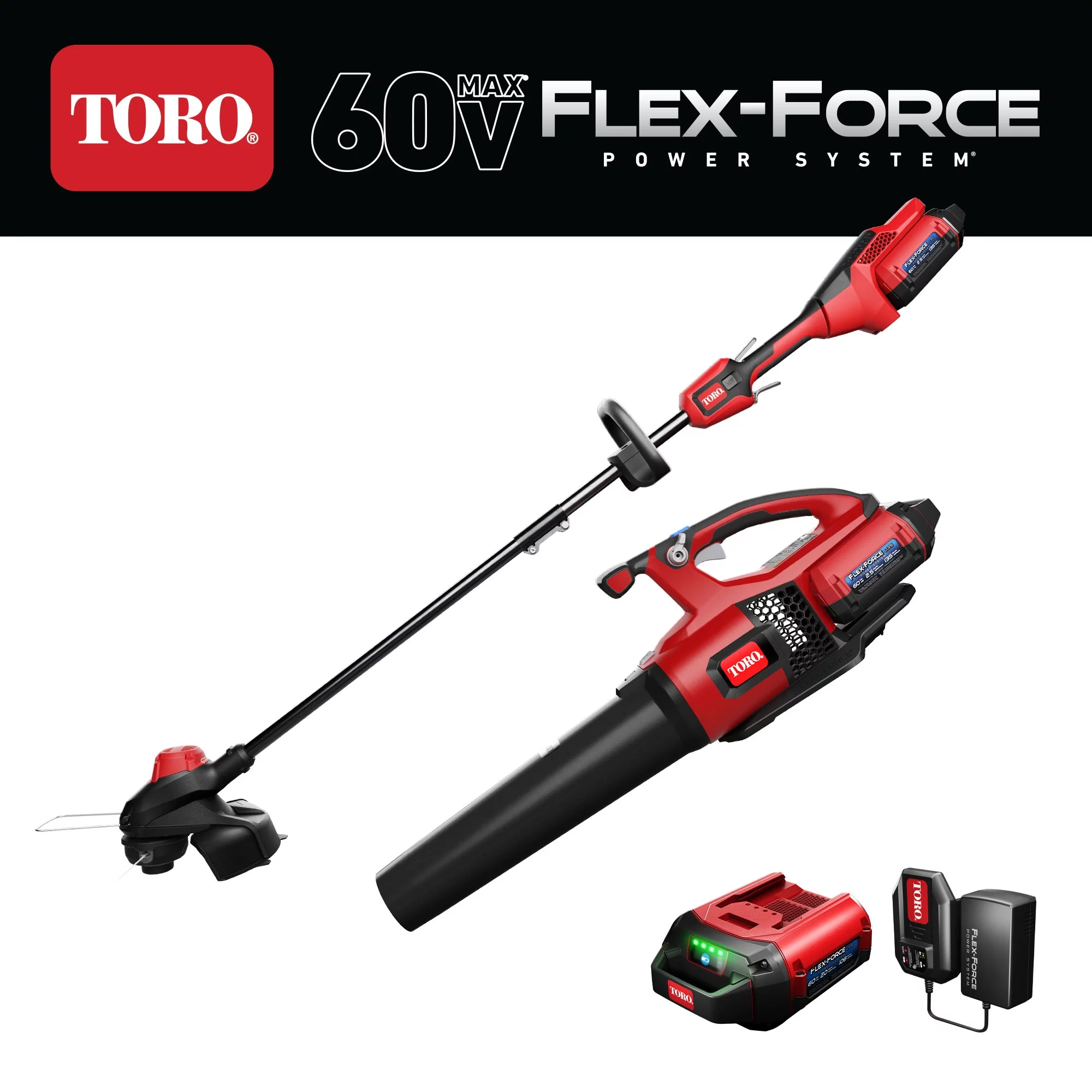 Toro Flex-Force 60V Max 2-Tool Combo Kit Leaf Blower & 13'' String Trimmer