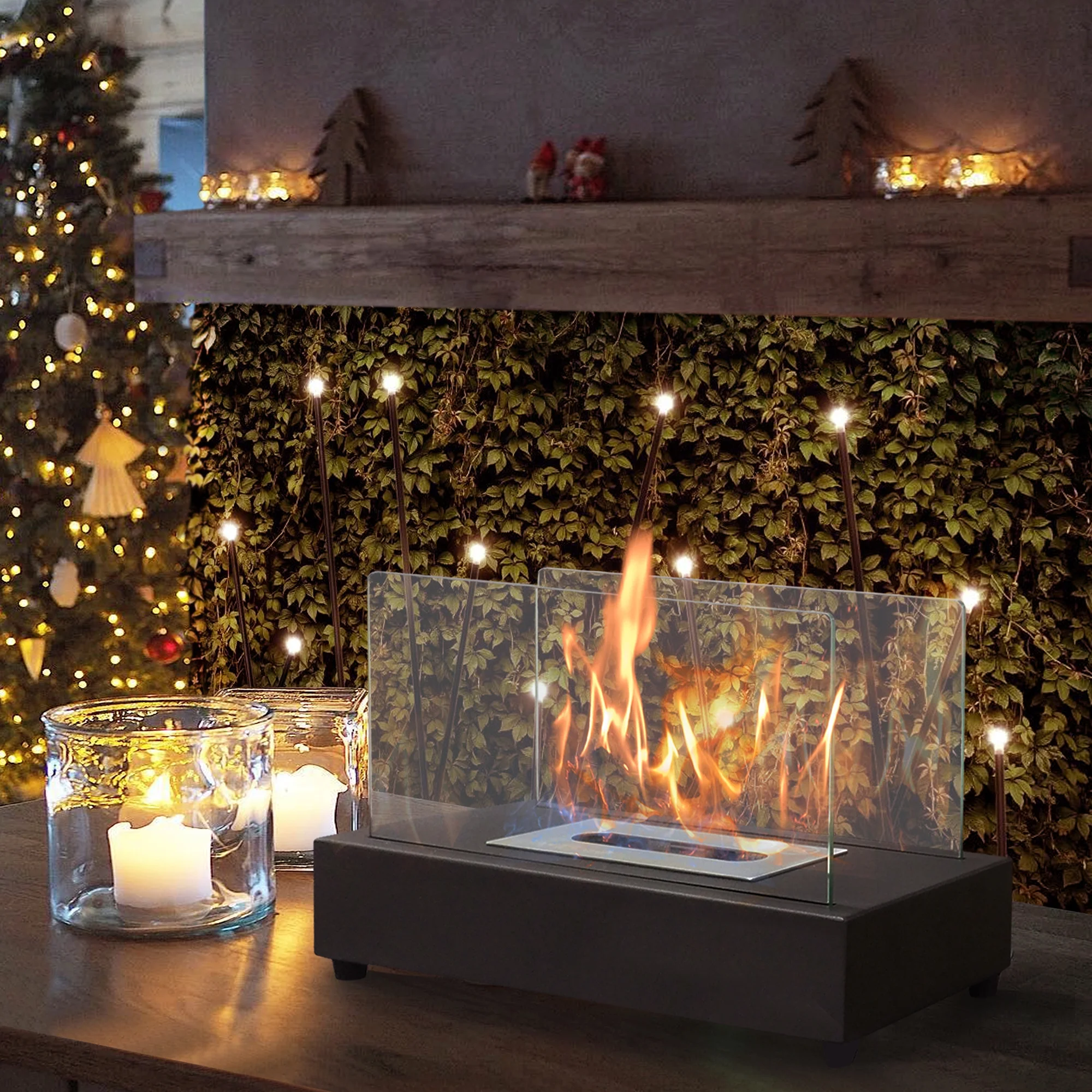 Buytoshop Upgrades Tabletop Rectangle Fire Pits,Portable Smokeless Bio Ethanol Fireplace,Awesome Gifts