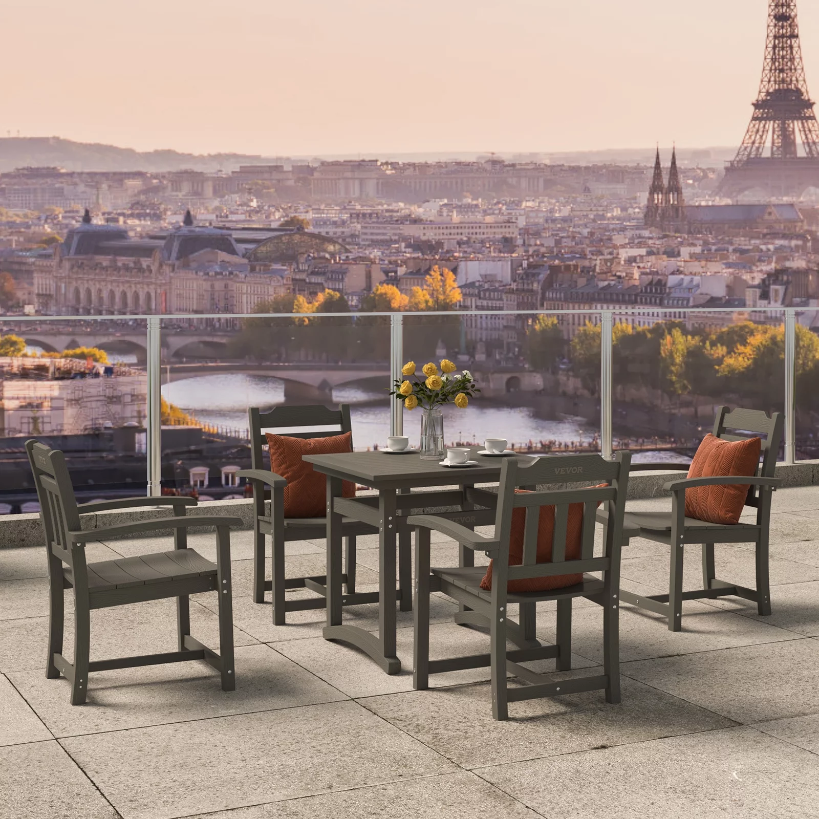 BENTISM 5 Pieces Outdoor Patio Dining Set Furniture Table and 4 Chairs Backyard