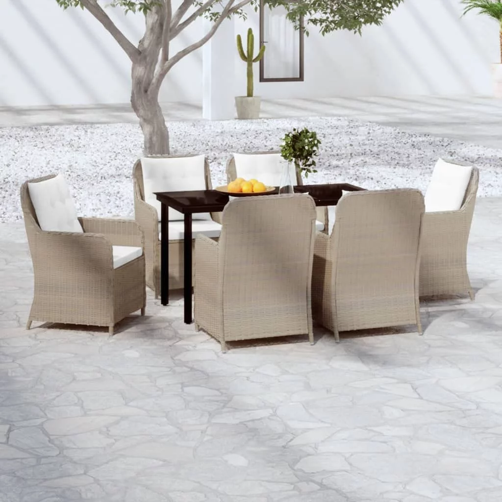 Wicker Patio Furniture Set  Outdoor Patio Chairs Conversation Furniture  for Poorside Garden Balcony 7 Piece Patio Dining Set Brown