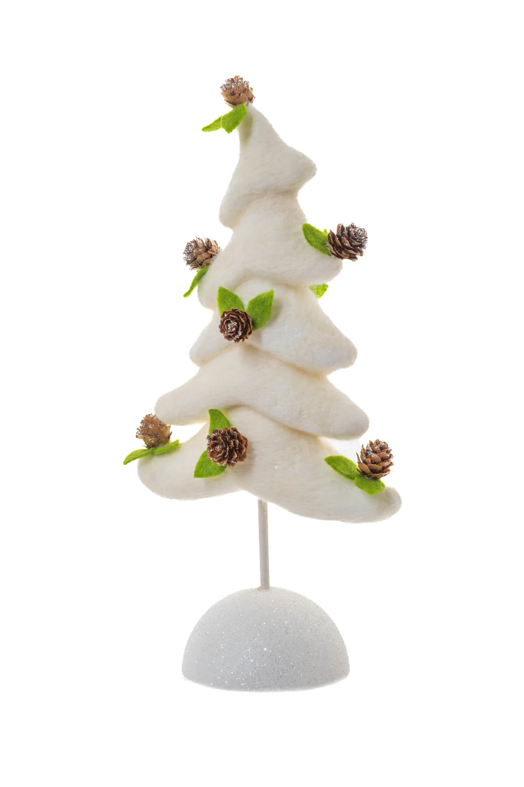 Starlight Collection, White Polylon Standing Frosty Tree with Glittering Pinecones