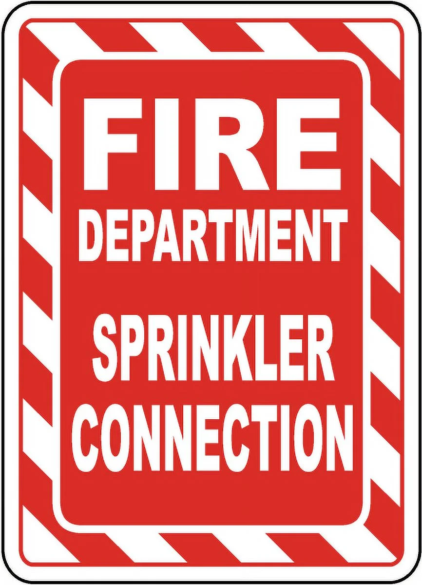 Traffic & Warehouse Signs - Fire Department Sprinkler Connection Sign 3 - Weather Approved Aluminum Street Sign, 0.04 Thickness - 10