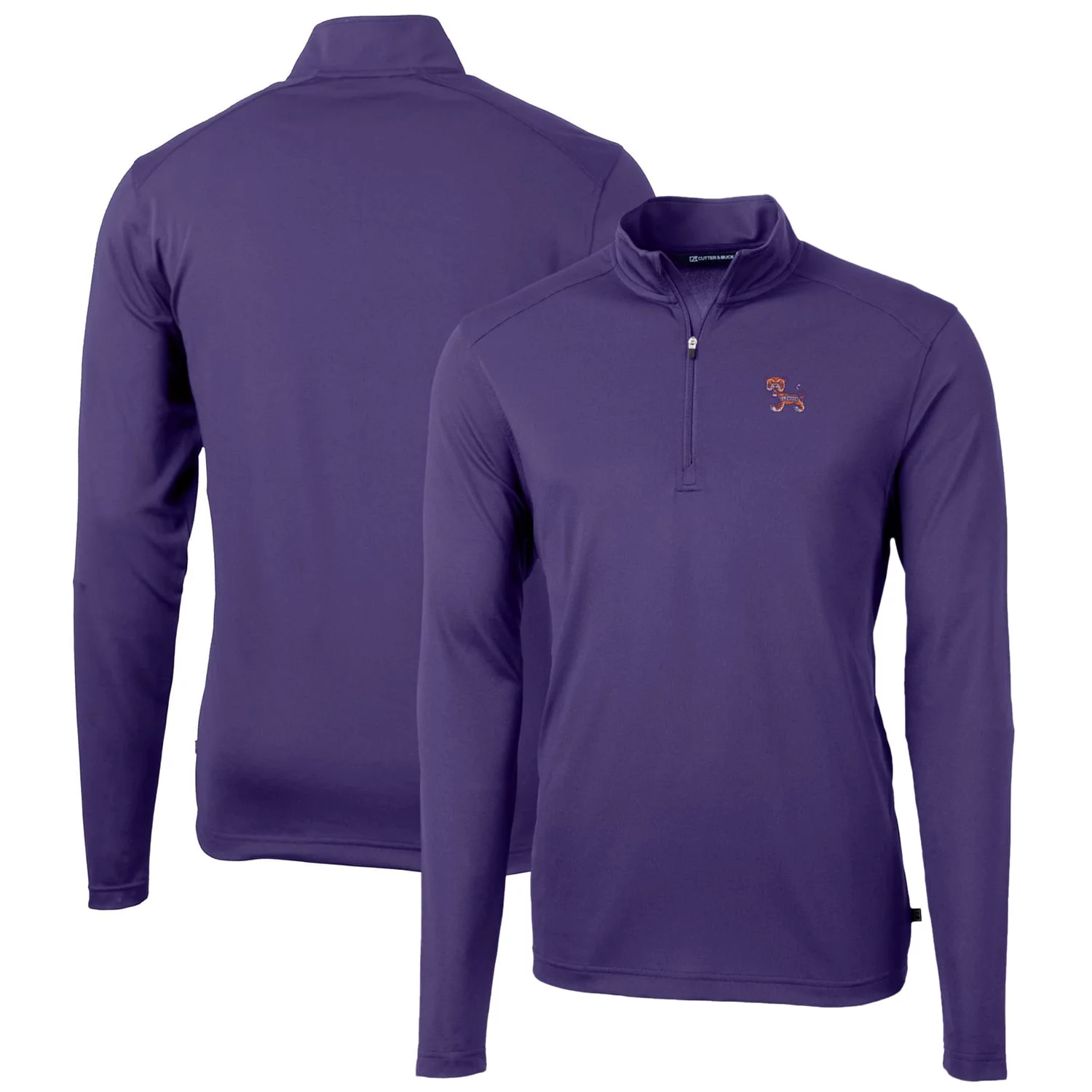 Men's Cutter & Buck Purple Clemson Tigers Virtue Eco Pique Recycled Quarter-Zip Pullover Top