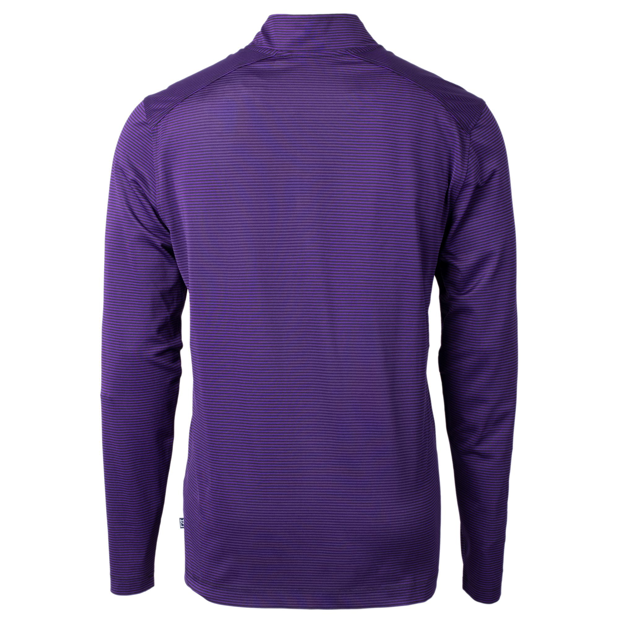 Men's Cutter & Buck  Purple LSU Tigers Alumni Logo DryTec Virtue Eco Pique Micro Stripe Recycled Quarter-Zip Pullover