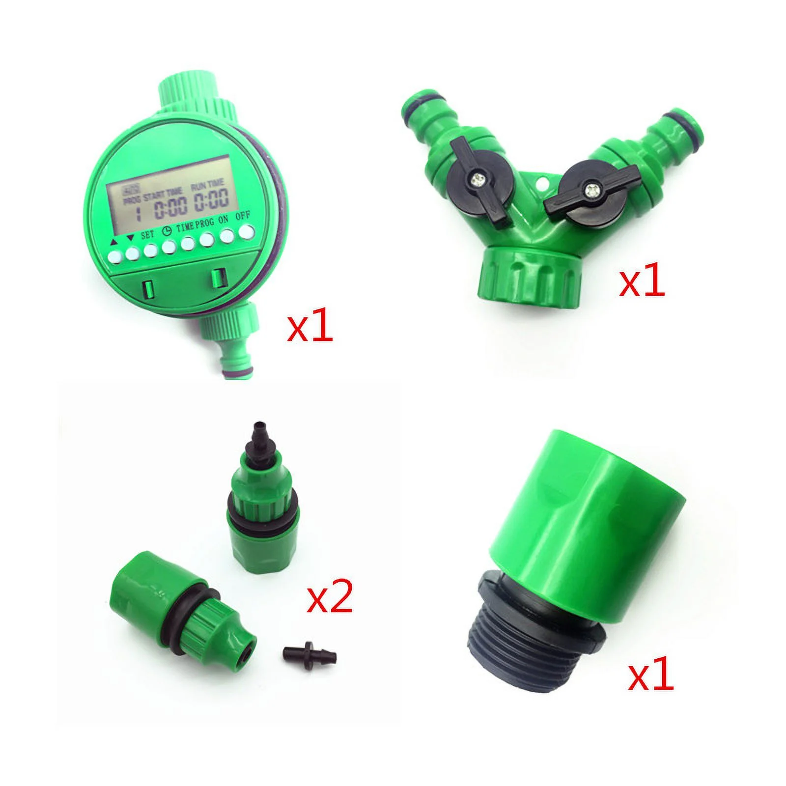1 set (5Pcs) Automatic irrigation Watering digital timer Y Connector 3/4 External threadquick connector for 4/7 or 8/11mm hose