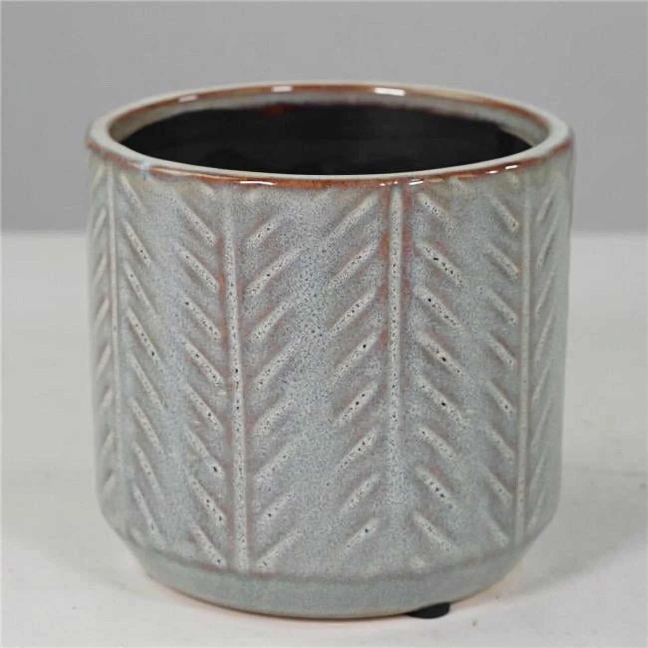 AI-CE00-191-Q01 Light Blue & Brown Reactive Glaze Ceramic Planter