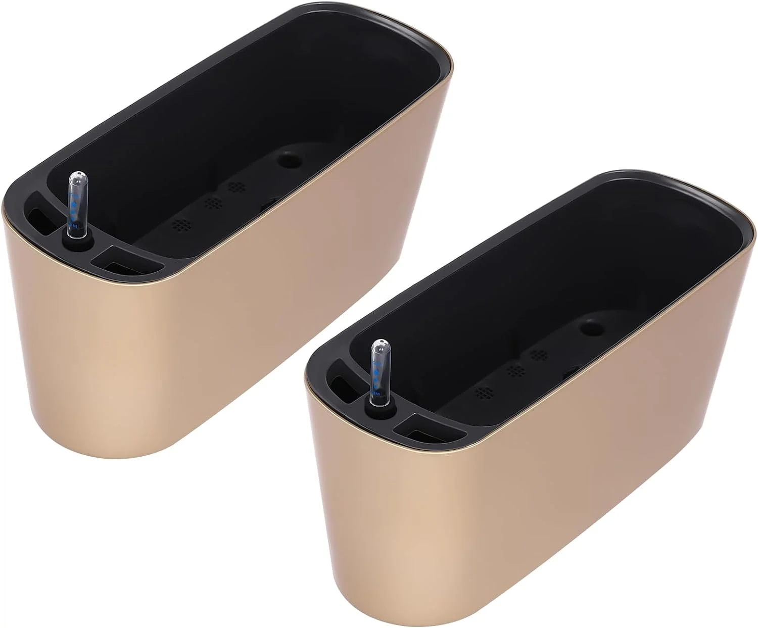 2 Sets Self Watering Planter Pots, W/Water Level Gauges, Plants Flower Pot, Plastic Planters for All House Herbs Succulents, 15.35 * 5.91 * 7.09inch (Gold,White,Green)