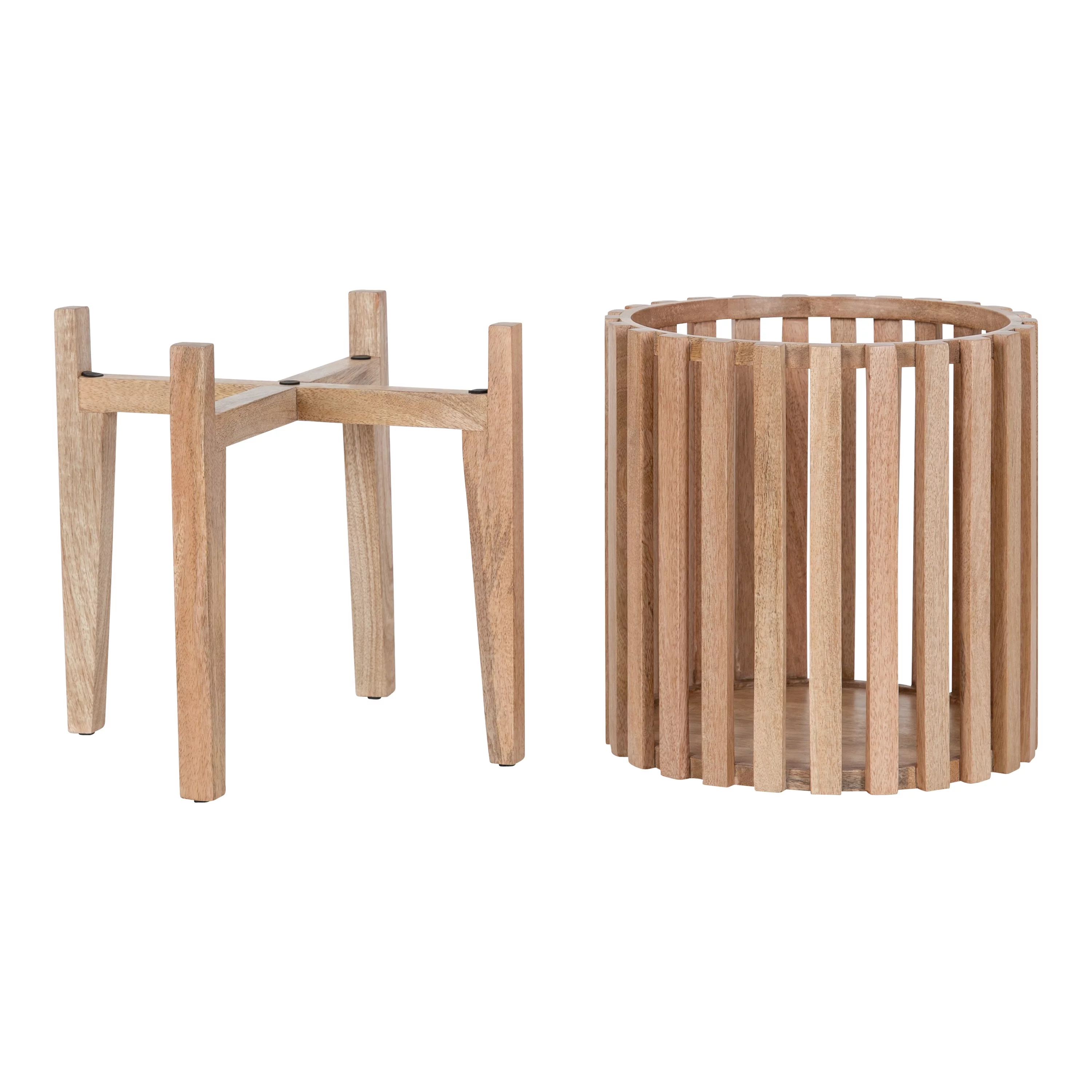 Kate and Laurel Paynter Wood Planter Set, 22 x 12 and 18 x 10, Natural Brown, Boho Modern Wooden Planter Two-Piece Set