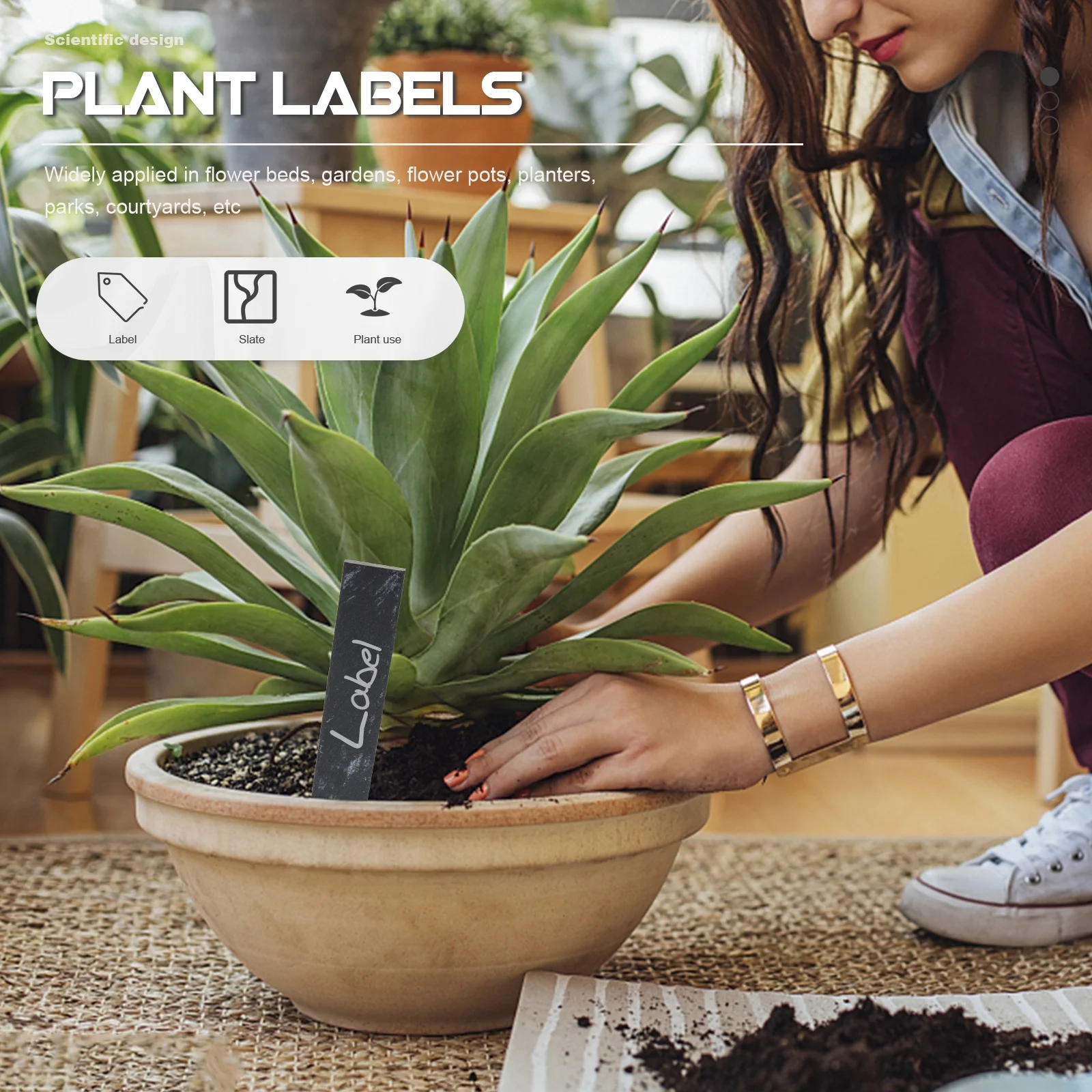 10 Pcs Flower Pots Plant Plants Garden Slate Labels Tags Planting Gardening Accessories Nursery Flowers