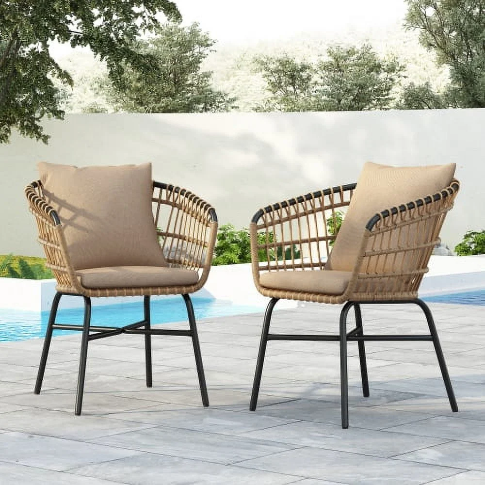 Buumin Outdoor Patio chair with cushions(Set of 2)