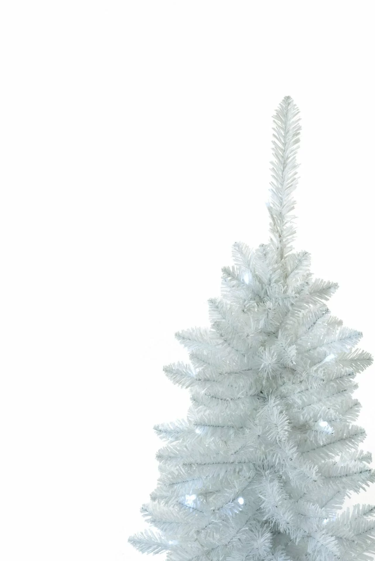 Starlight Collection, White PVC Spruce Needle Prelit Pencil Tree with 420 Tips & 130 Lights