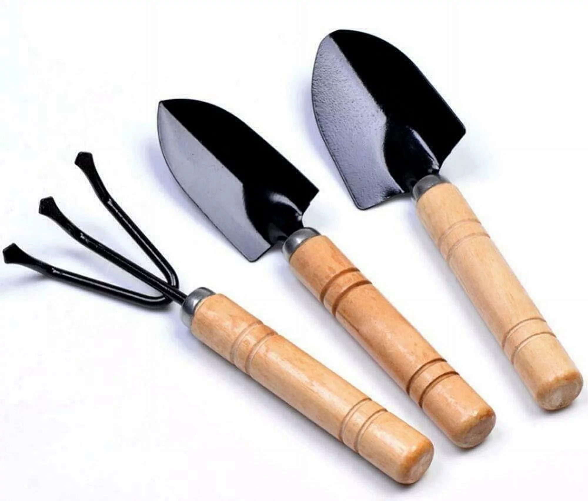 3 Piece Gardening Tool Set Mini Wood Handle Shovel Trowel Gardening Tools