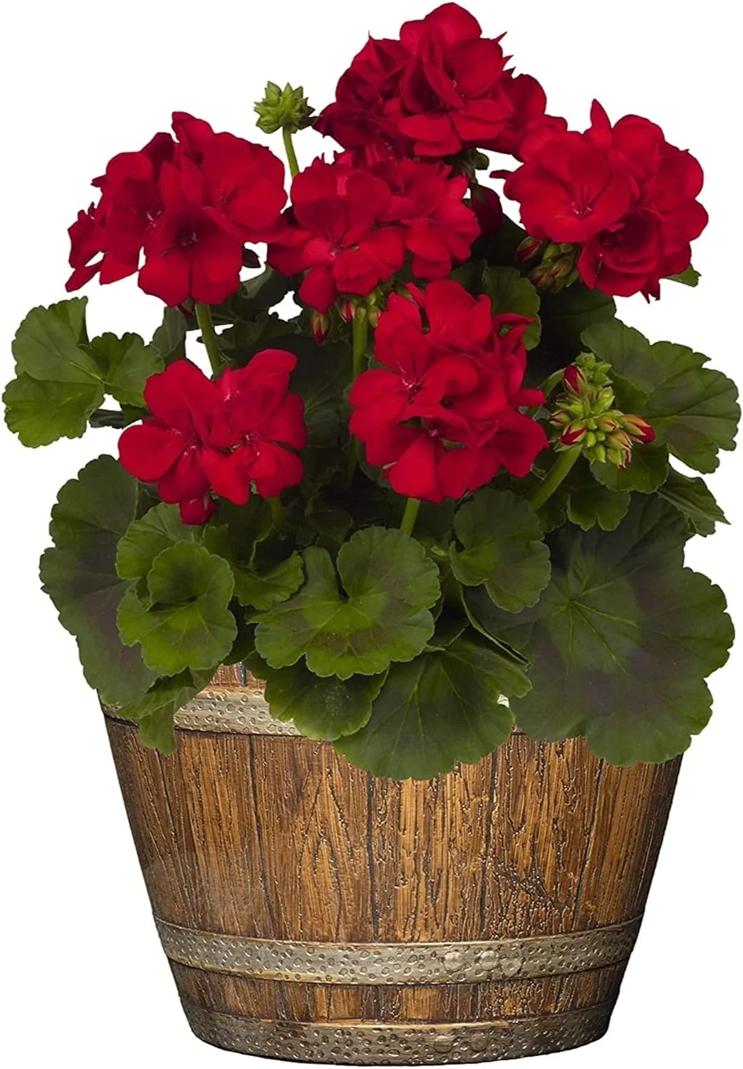 Whiskey Plastic Resin Flower Barrel Planter, Walnut Brown, 9