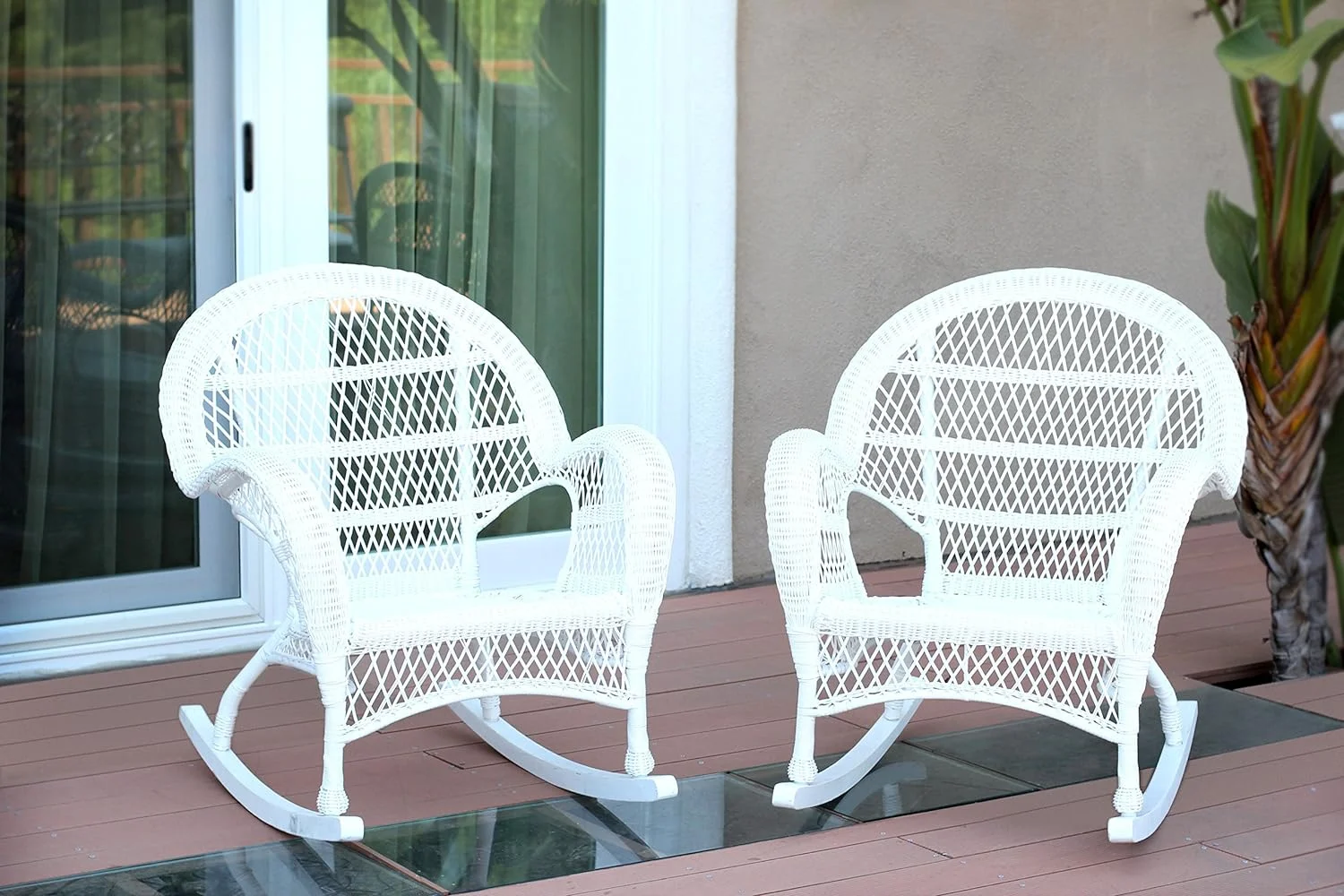 Wicker Rocker Chair, Set of 2, White