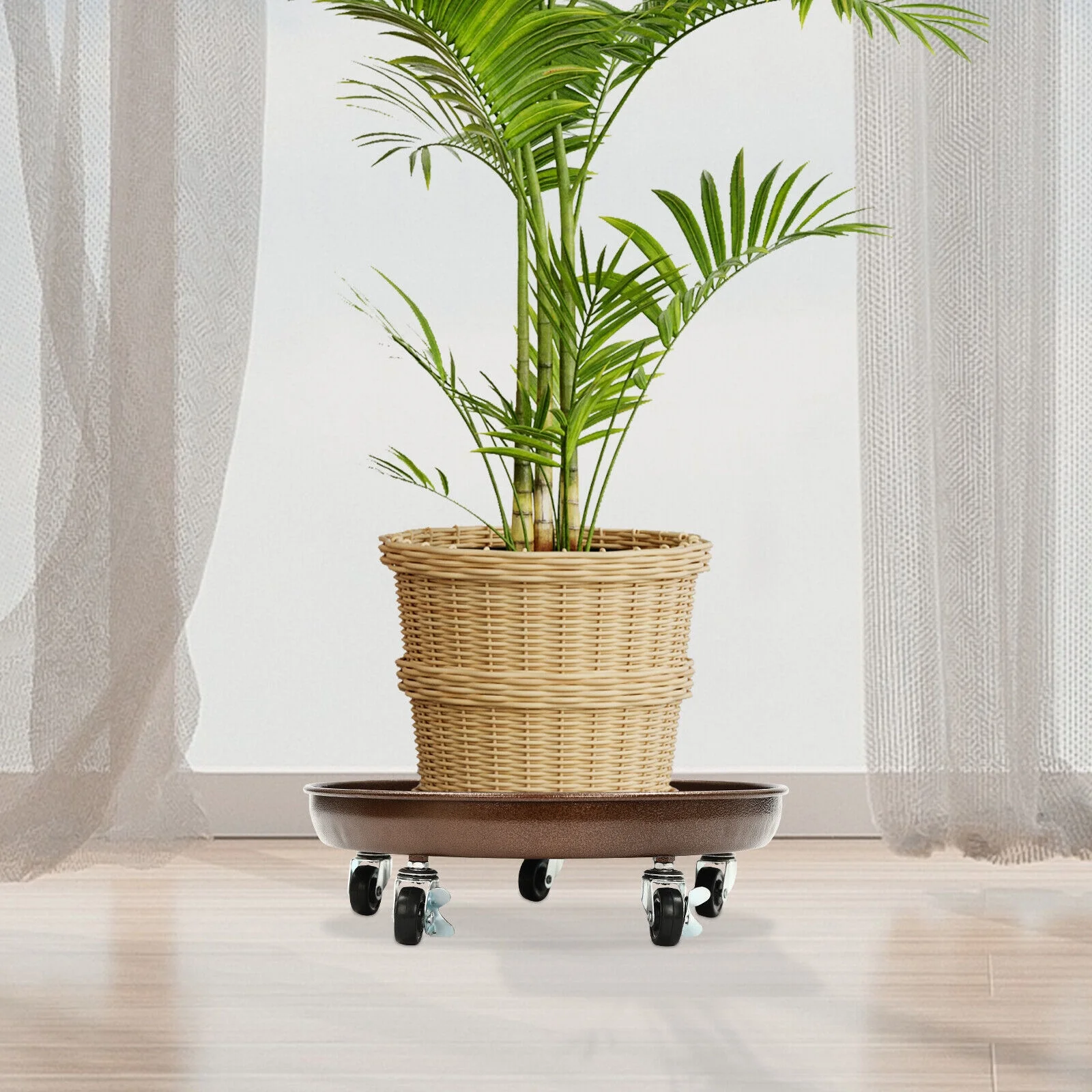 16*4.72in 3Pcs Flowerpot Trays W/ Universal Wheels 16IN Thickened Plant Pot Tray Rack 200-250kg/441-551lbs