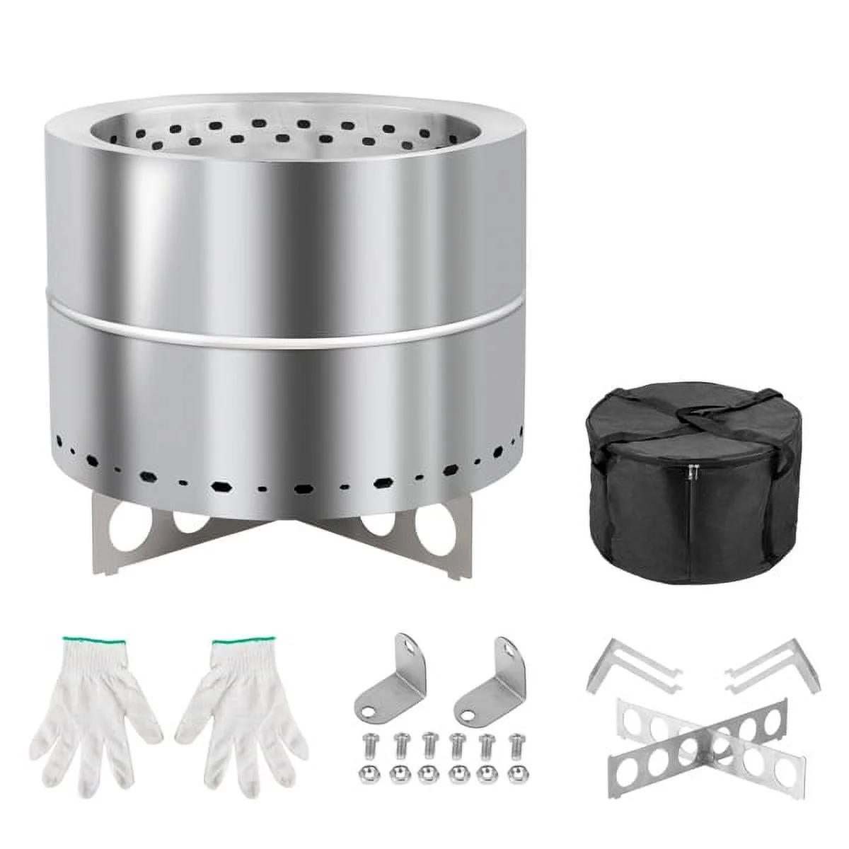 Al Fresco Smokeless Fire Pit Outdoor Wood Burning Portable Firepit Stainless Steel for Backyard Patio Garden Picnic Camping Bonfire, 19.3 Inch