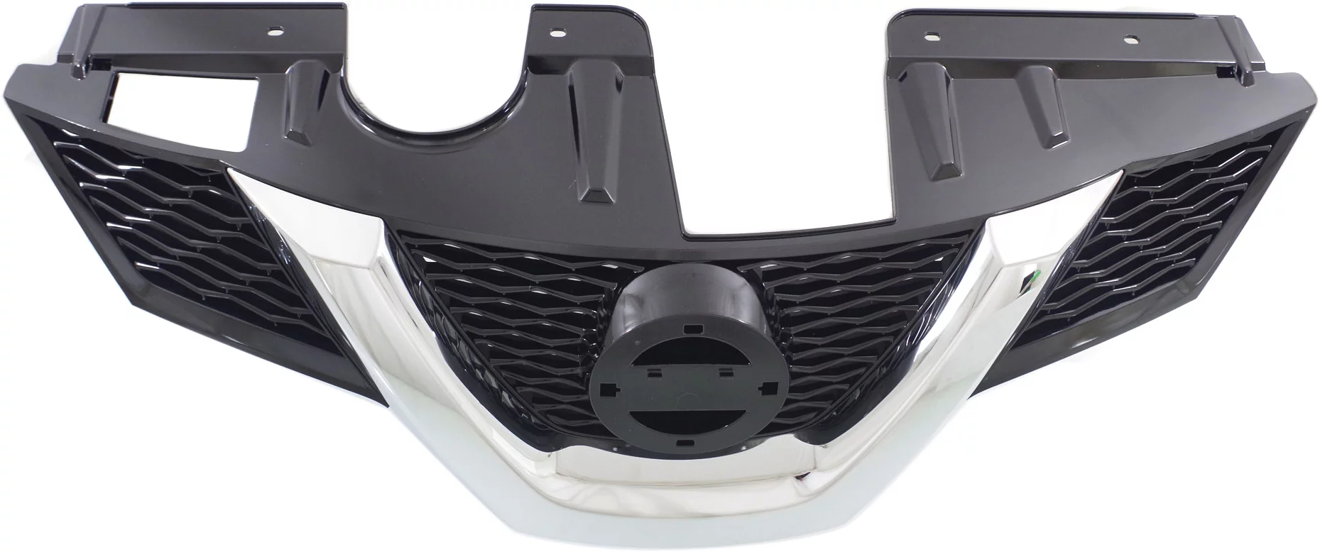 Grille Assembly Compatible with 2014-2015 Nissan Rogue Painted Black Shell and Insert