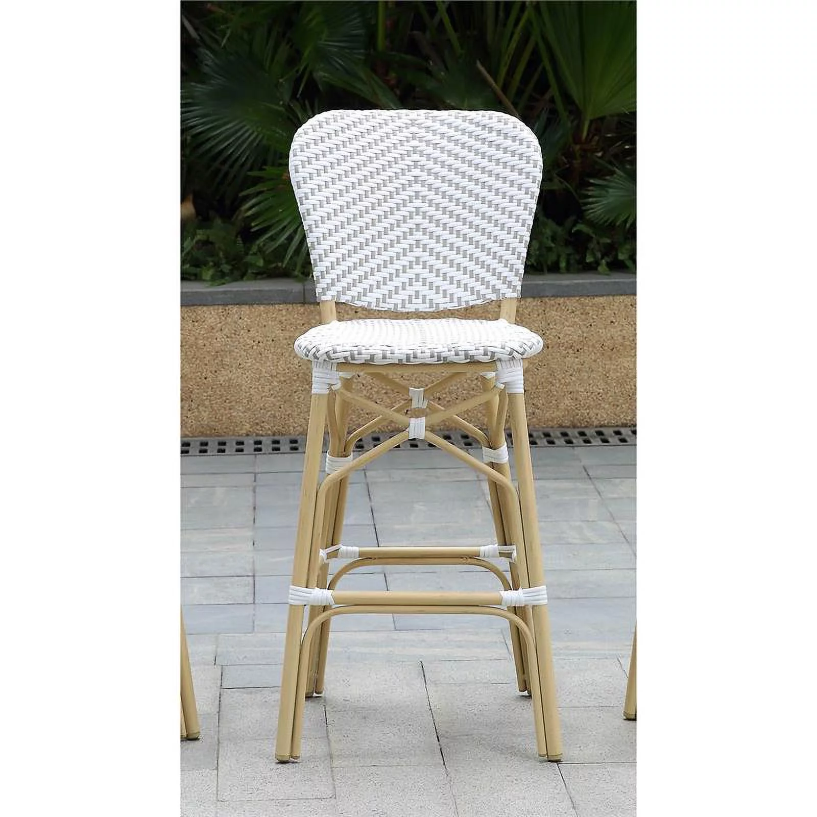 Furniture of America Adino Aluminum Patio Bar Chair in Gray (Set of 2)