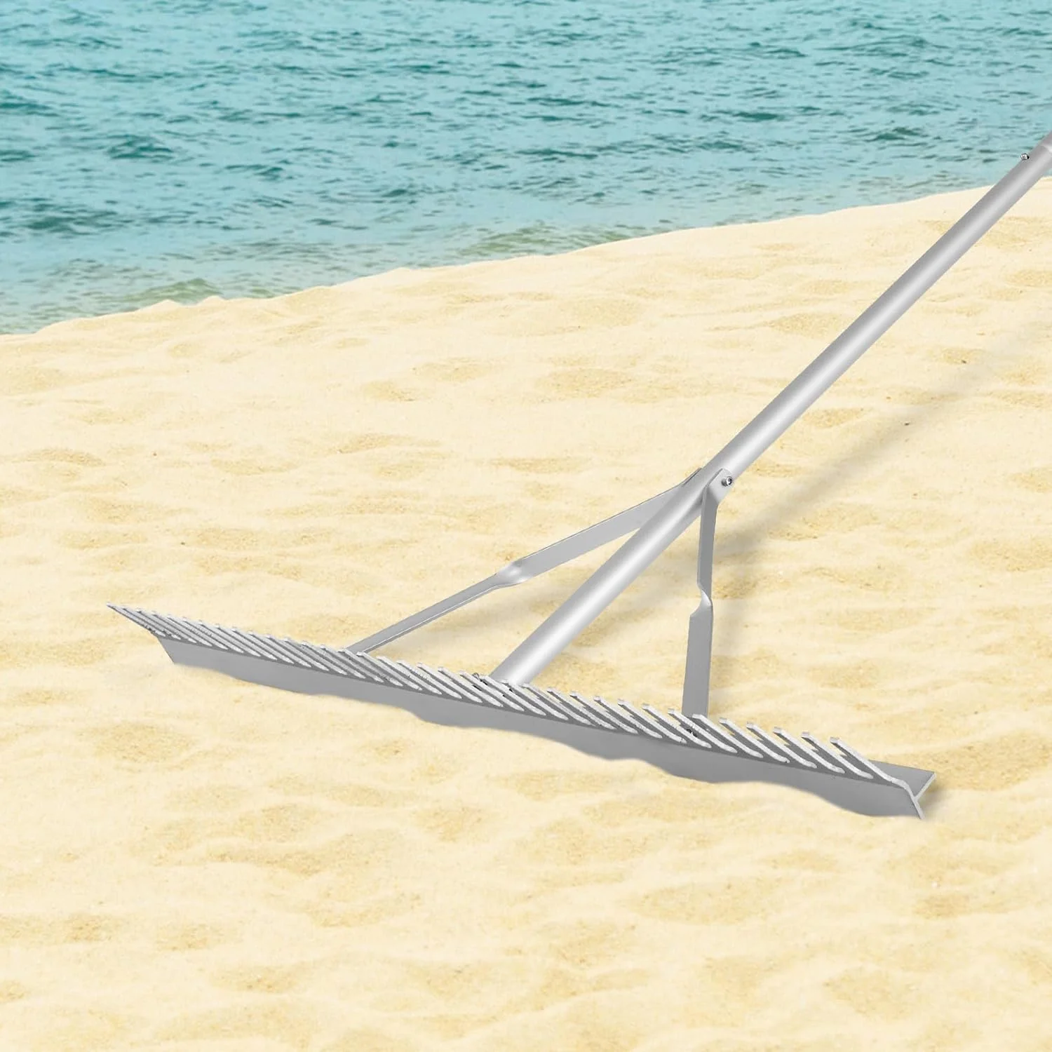 Landscape Rake 36 Inch, Aluminum Rake Head w/36 Tines and 68