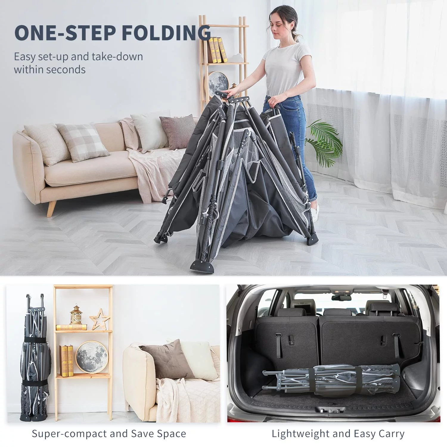 Foldable Baby Playpen, LIANMEI Large Playpen for Babies and Toddlers with 50 PCS Ocean Balls & 2 Handles, Indoor & Outdoor Kids Safety Play Pen Area, Portable Travel Play Yard (50