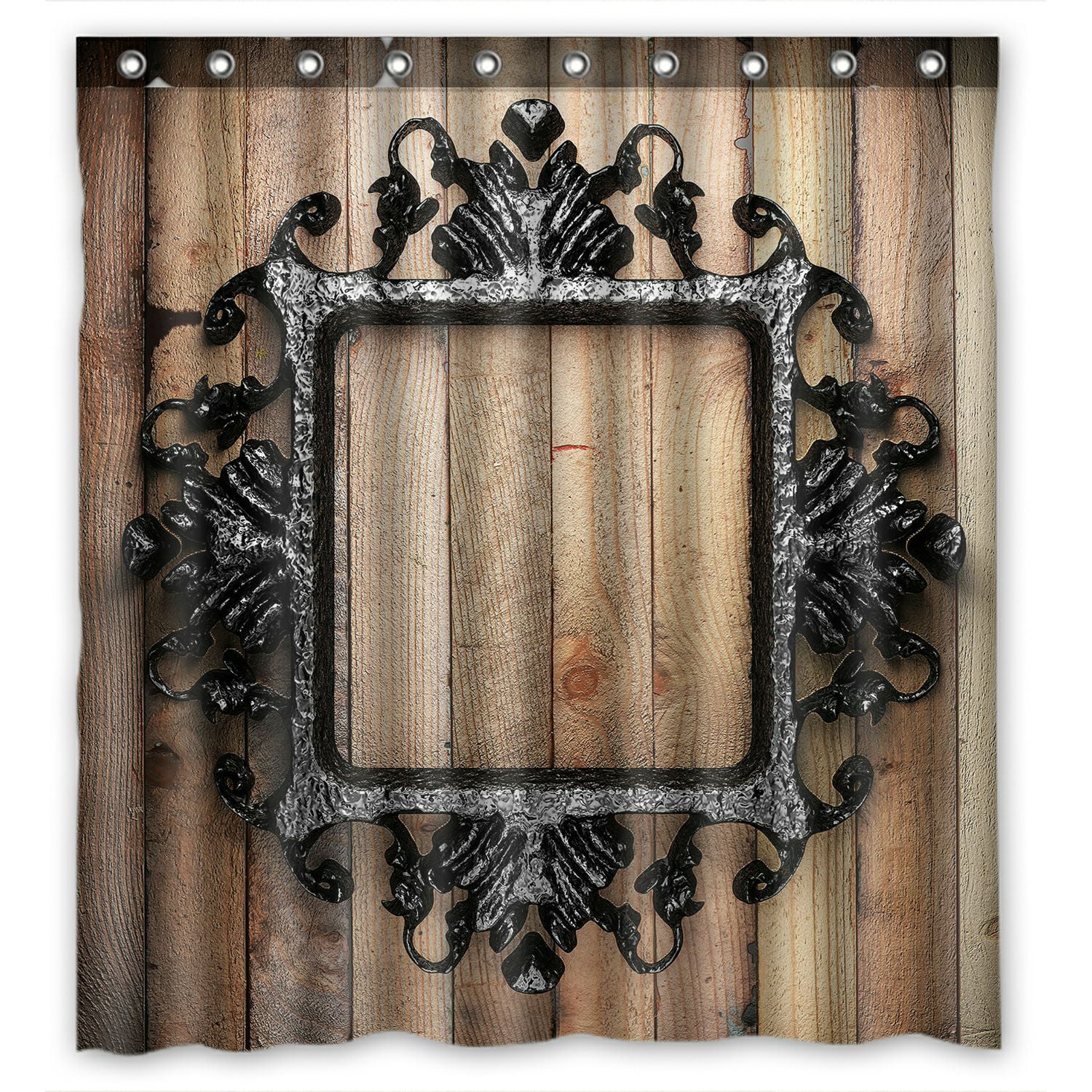 ABPHQTO Vintage Iron Frame On The Wall Waterproof Polyester Shower Curtain and Hooks For Home Decor 66x72 Inch