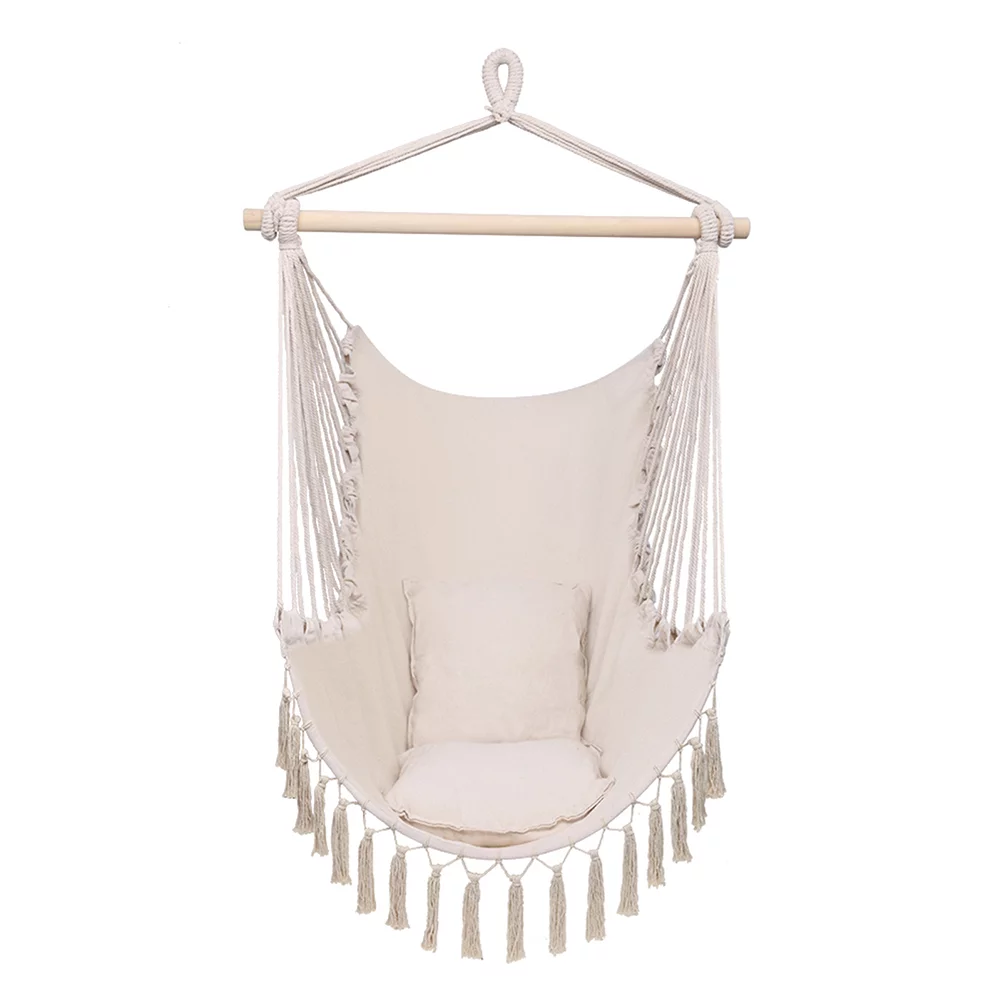 Pillow Tassel Hanging Chair Beige