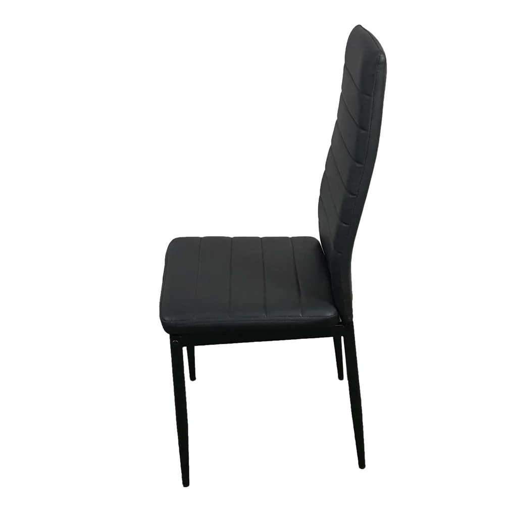 YAHAOLHGD Dining Chairs Elegant Stripping Texture High Backrest 4pcs Black