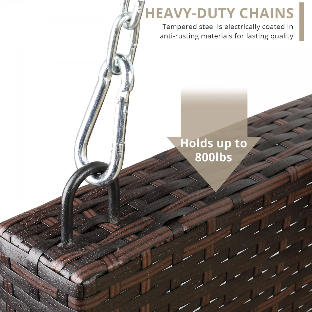 YAHAOLHGD Rattan Swing Chair 49in Brown Gradient Rattan(Swing frames not included）