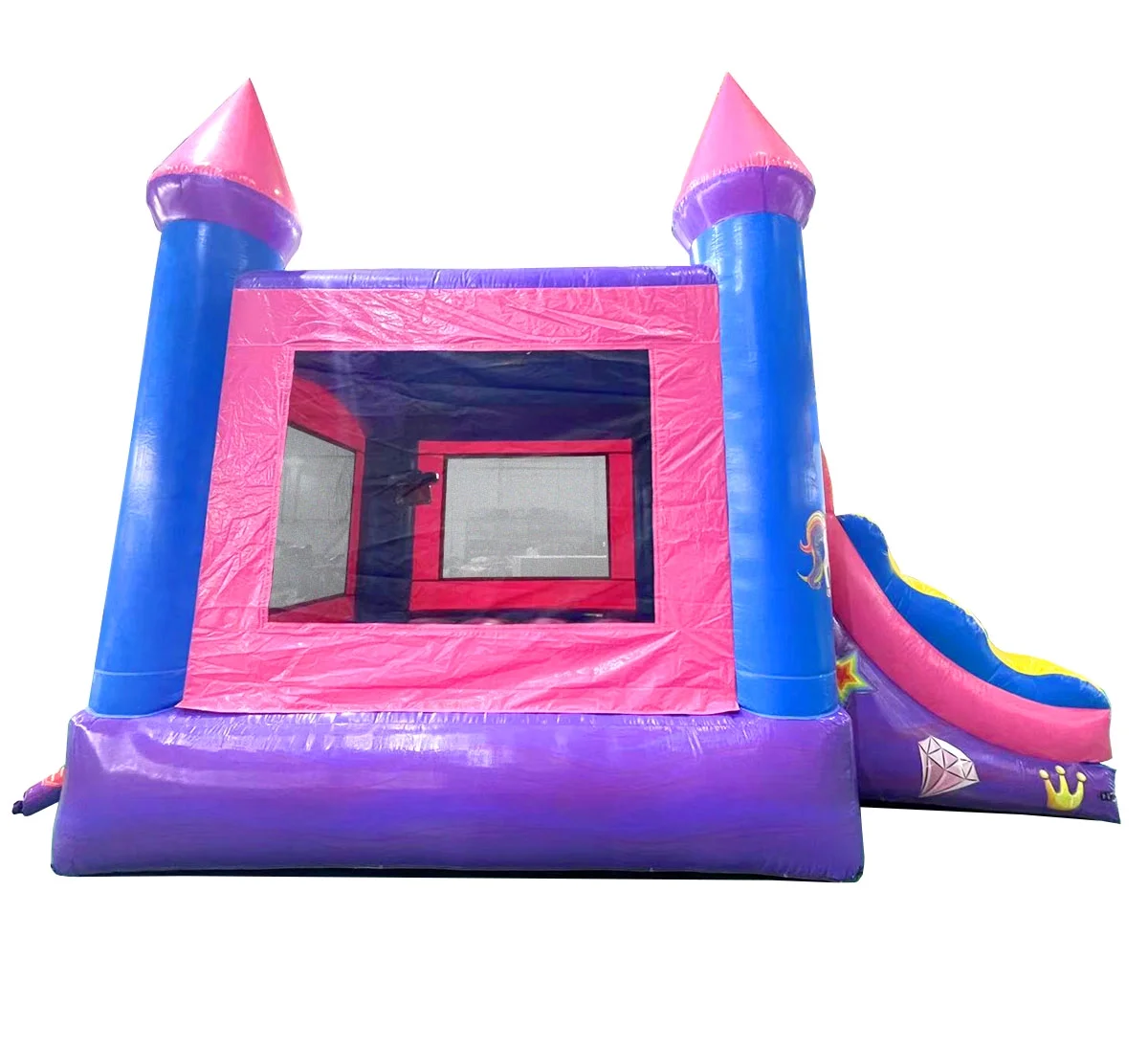 Pogo Bounce House Crossover Bounce House with Slide, Deluxe Pink, No Blower