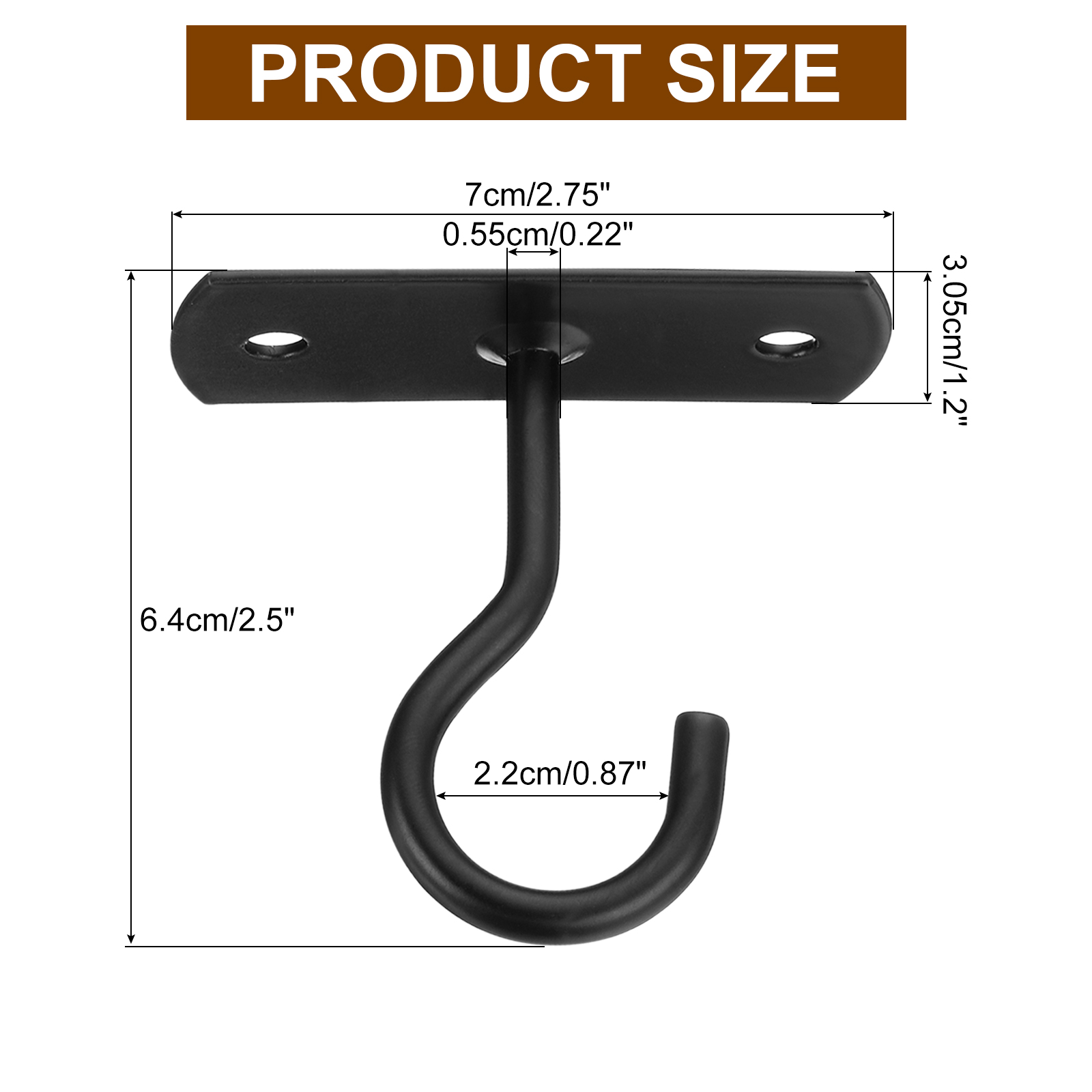 Ceiling Hooks for Hanging Plants, 8 Pack 2.5 Inch - Metal Plant Hanger, Wall Mount Hanging Basket Hooks (Black)