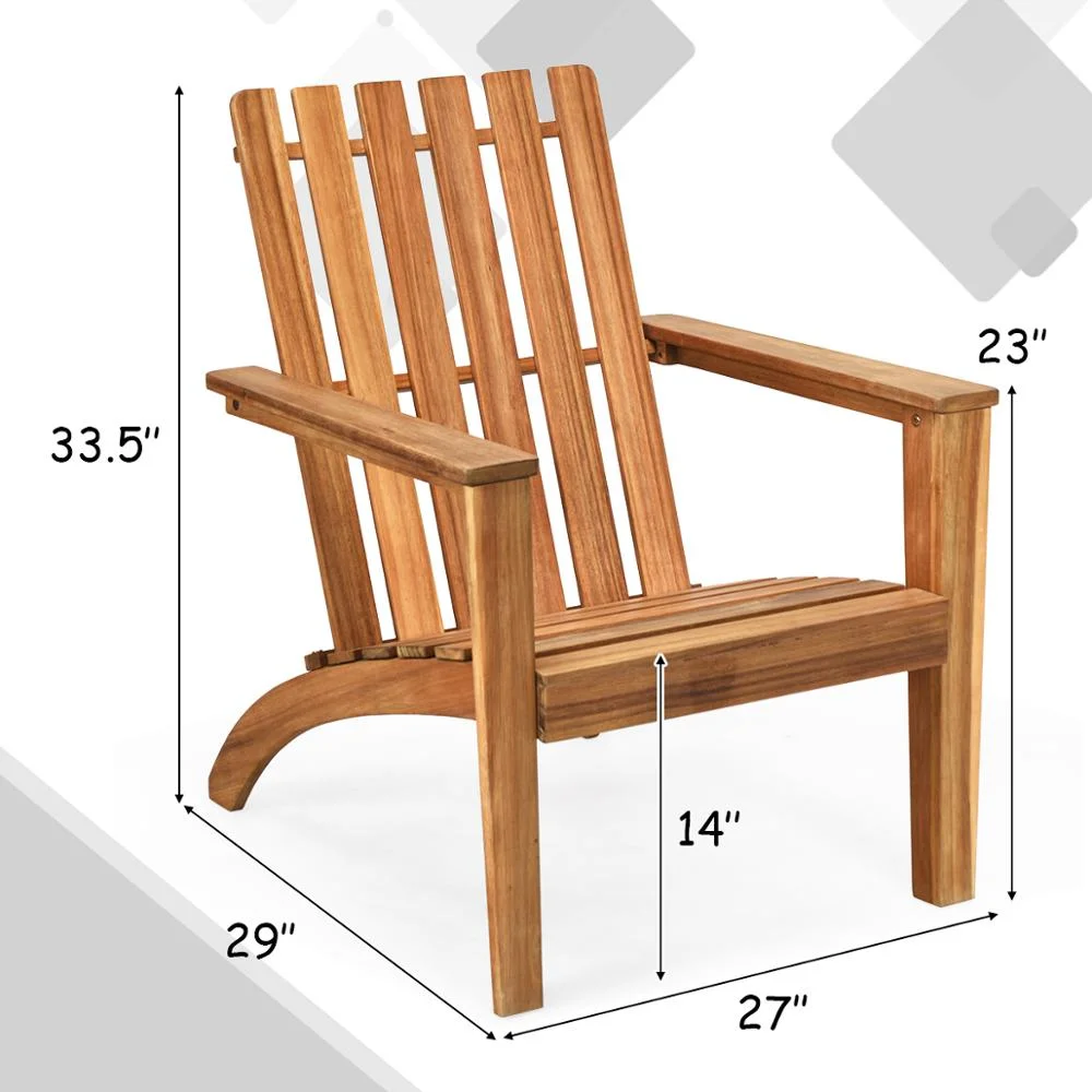2PCS Patio Acacia Wood Adirondack Chair Lounge Armchair Durable Outdoor Garden Yard