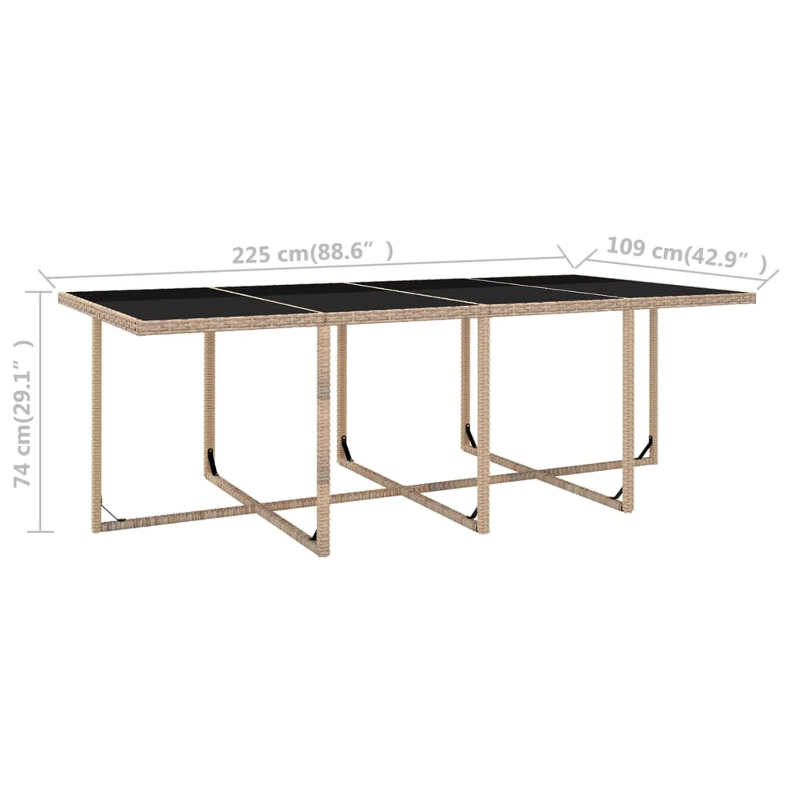 Carevas 13 Piece Patio Dining Set with Cushions Poly Rattan Beige