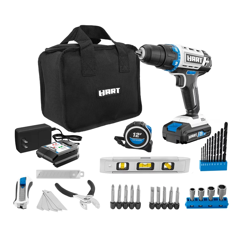HART 3/8-inch Drill/Driver Project Kit & HART 12-inch Hybrid String Trimmer/Blower Combo Kit