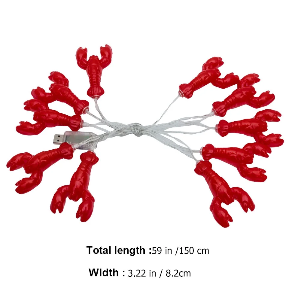 HOMEMAXS 1Pc Decorative LED Lamp String Christmas String Light Lobster Shaped Light (Red)